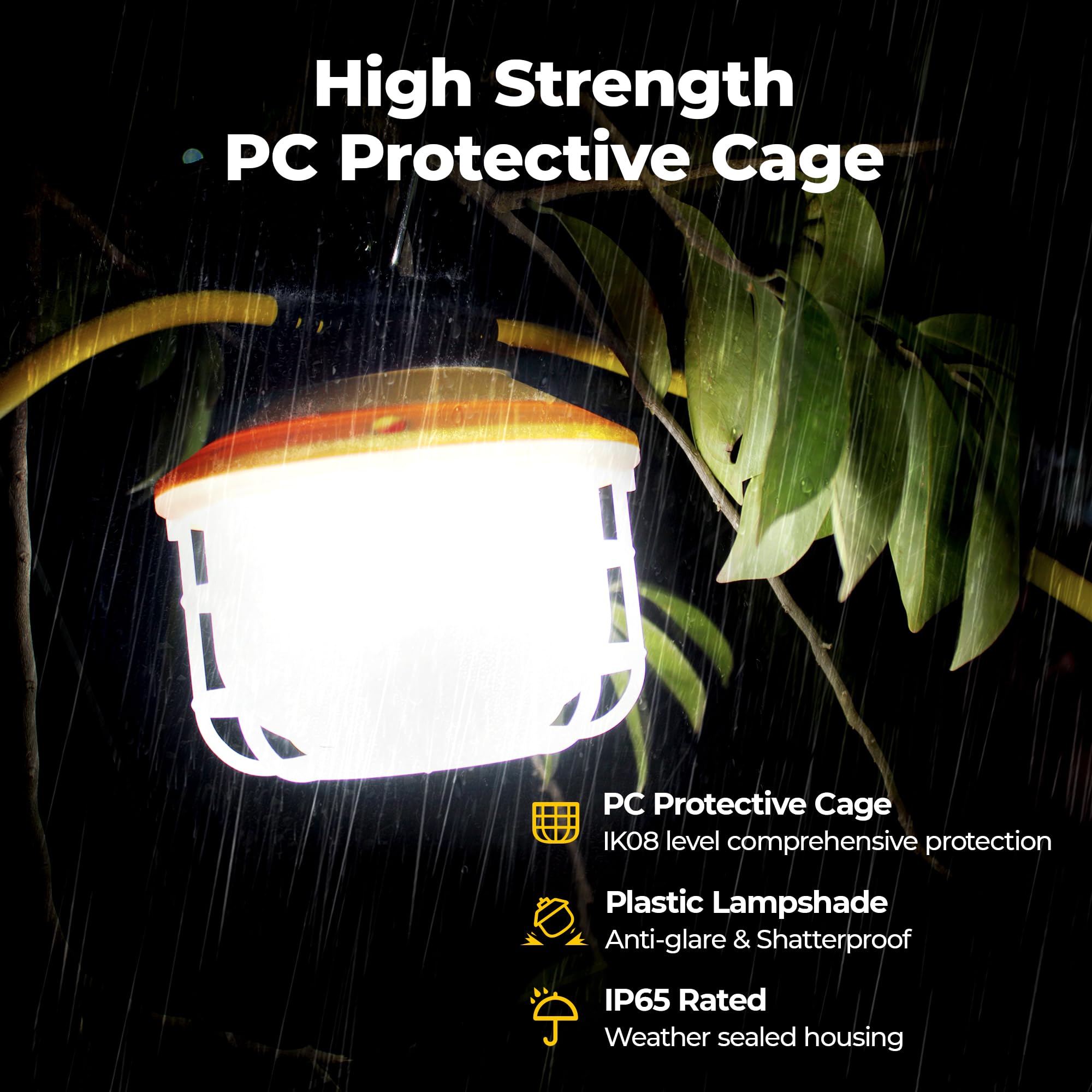 Hyanglux Outdoor Construction Led String Lights With Switch: 3 Prong 100Ft 150W 21000Lm Etl  Bright Industrial Temporary Lighting Hanging Ip65 Waterproof Work Light For Attic Jobsite Garage