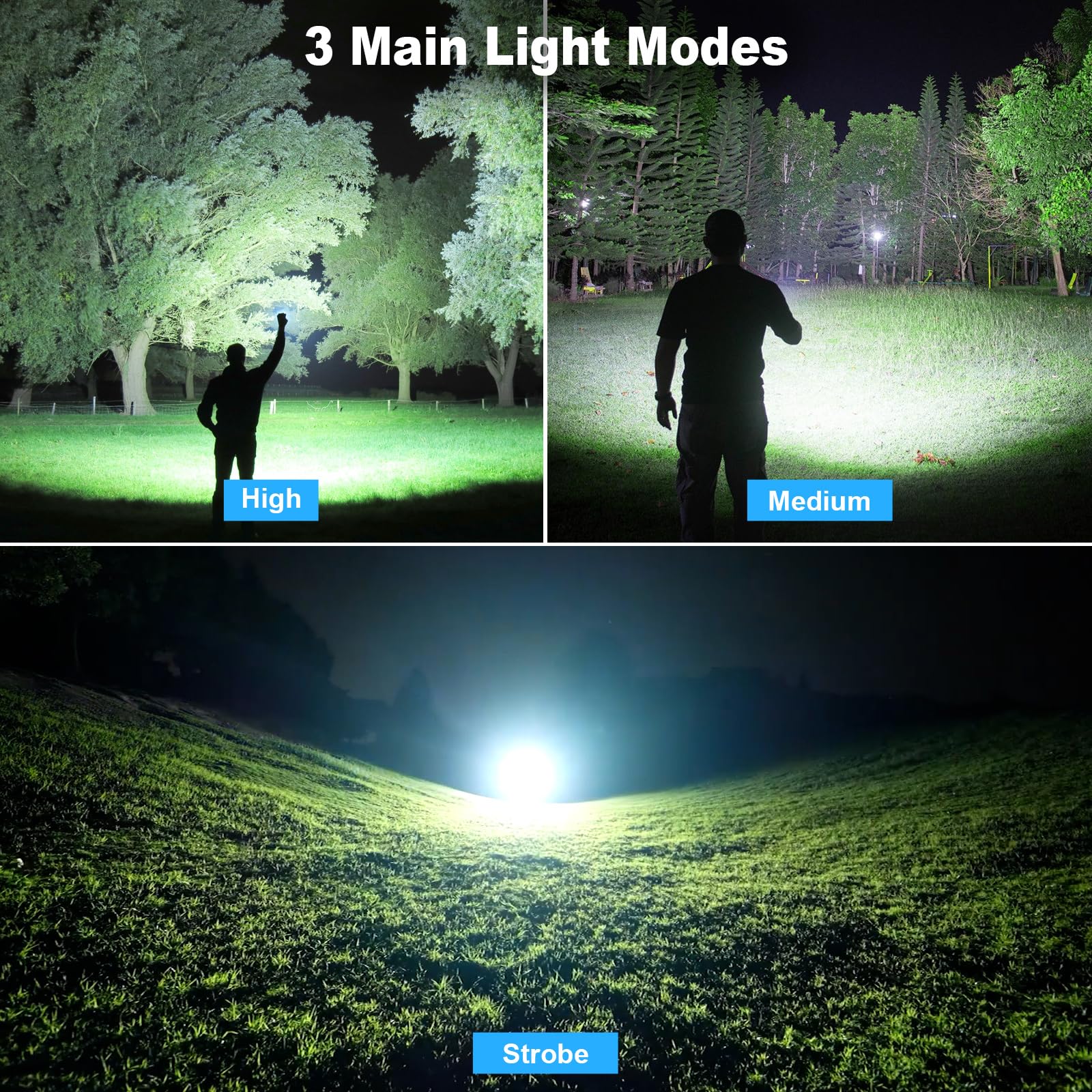Milaoshu Rechargeable Flashlights 990,000 High Lumen - 2 Pack, Super Bright Led Flash Light With 7 Modes, 5000 Mah High Capacity Βatteries - 12 Hour Runtime, Ipx7 Waterproof Flashlight For Outdoor Camping