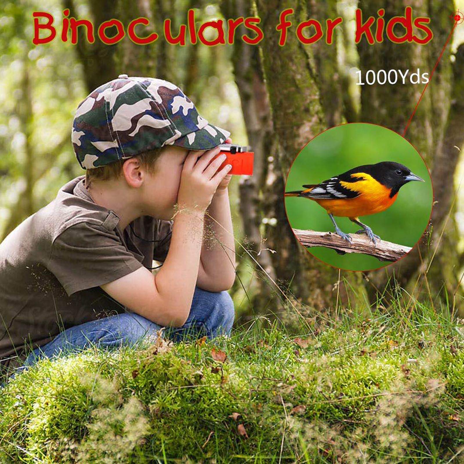 Wrnrn Compact High Resolution Shockproof Binoculars 12X25 Real Optics Small Lightweight Binoculars For Bird Watching, Camping, Hiking, Children, Boys, Girls 8-12 (Pink)