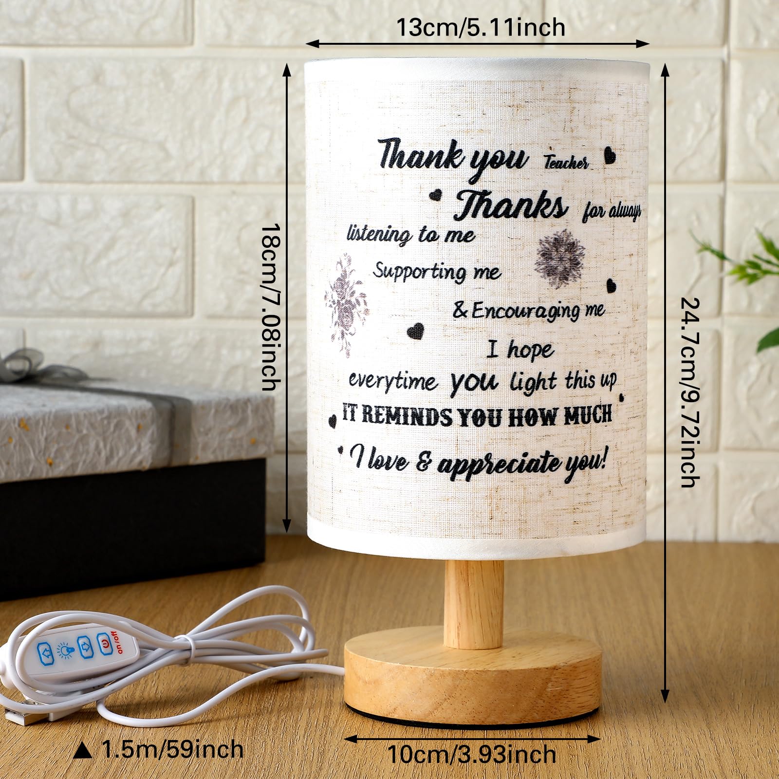 Glooglitter Teacher Appreciation Graduation Thank You Desk Lamp Women Reading Lamp For Teacher Appreciation Week Graduation Retirement Birthday