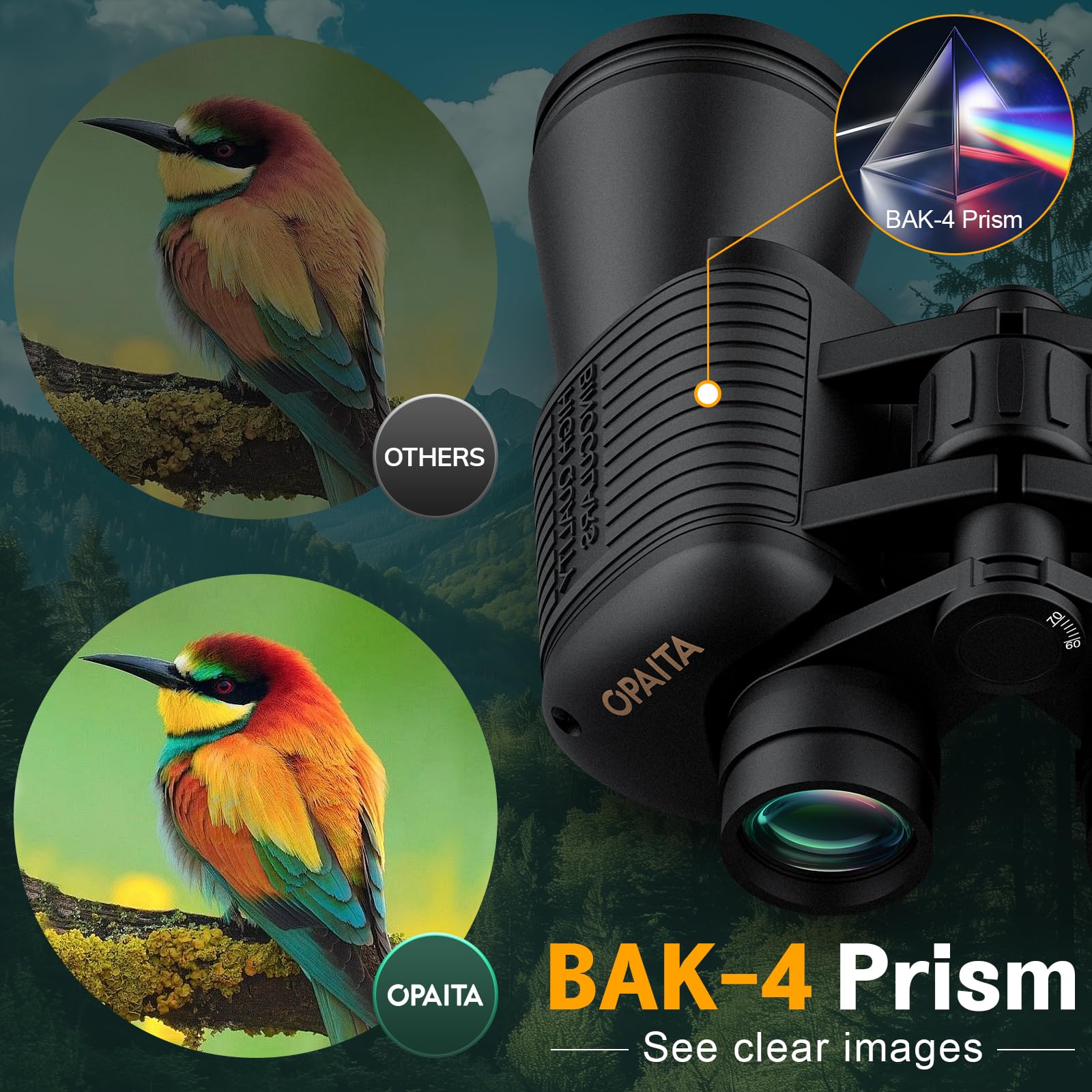 Opaita 20X52 Binoculars For Adults High Powered - Hd Binoculars Clear View With Low Light Vision - Professional Binocular For Bird Watching Cruise Hunting Stargazing Football Travel
