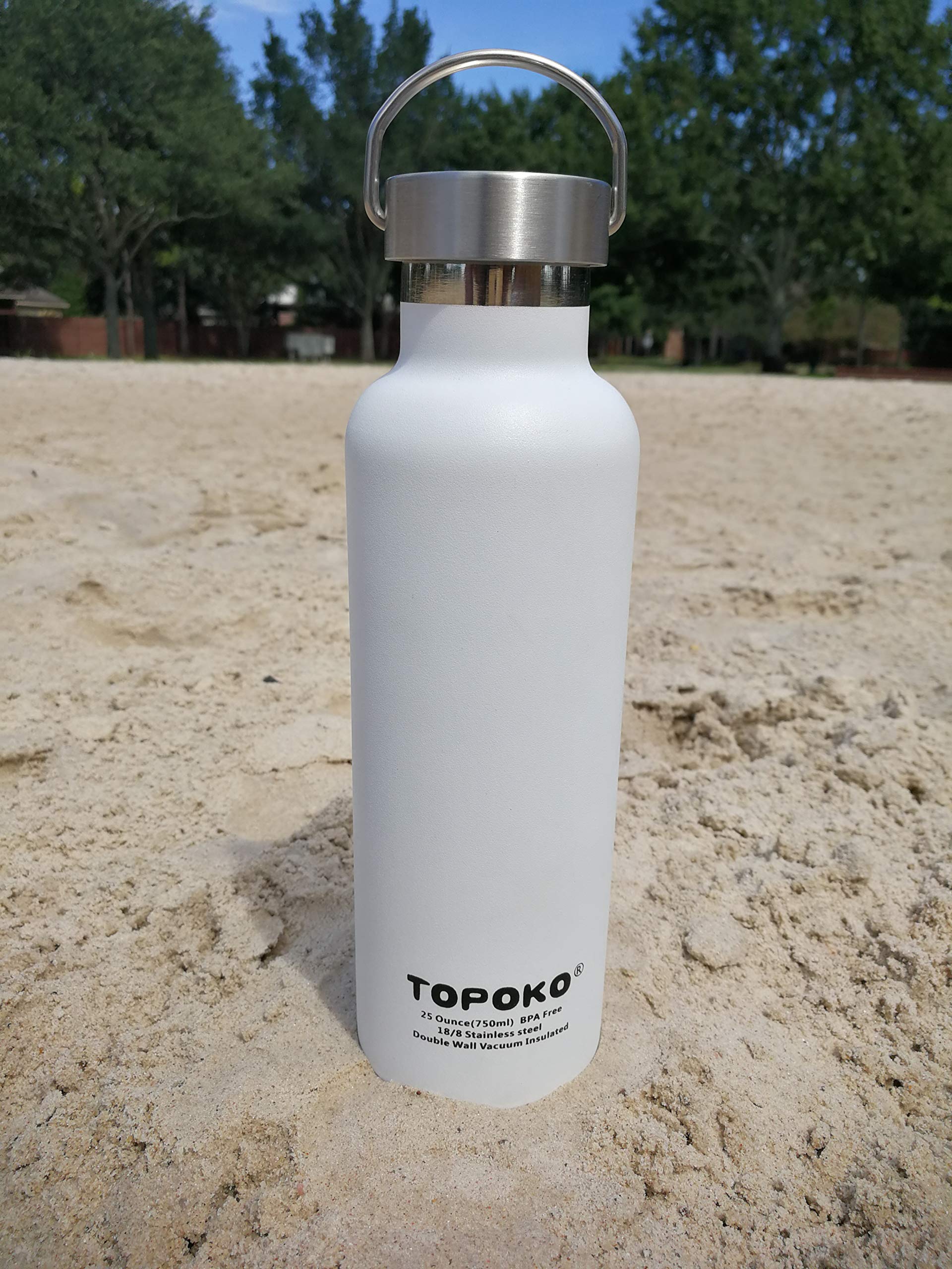 Topoko 25 Oz Stainless Steel Vacuum Insulated Water Bottle, Keeps Drink Cold Up To 24 Hours & Hot