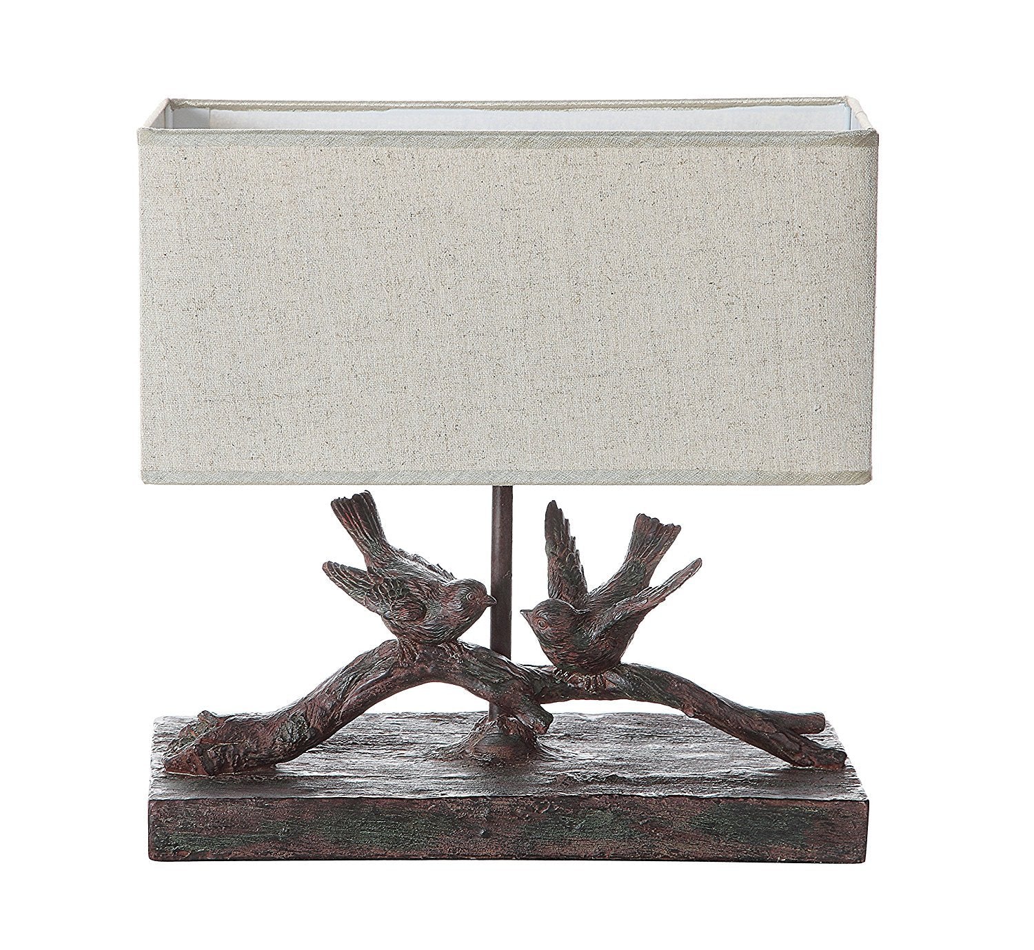 Creative Co-Op Rustic Bird Lamp With Rectangle Shade