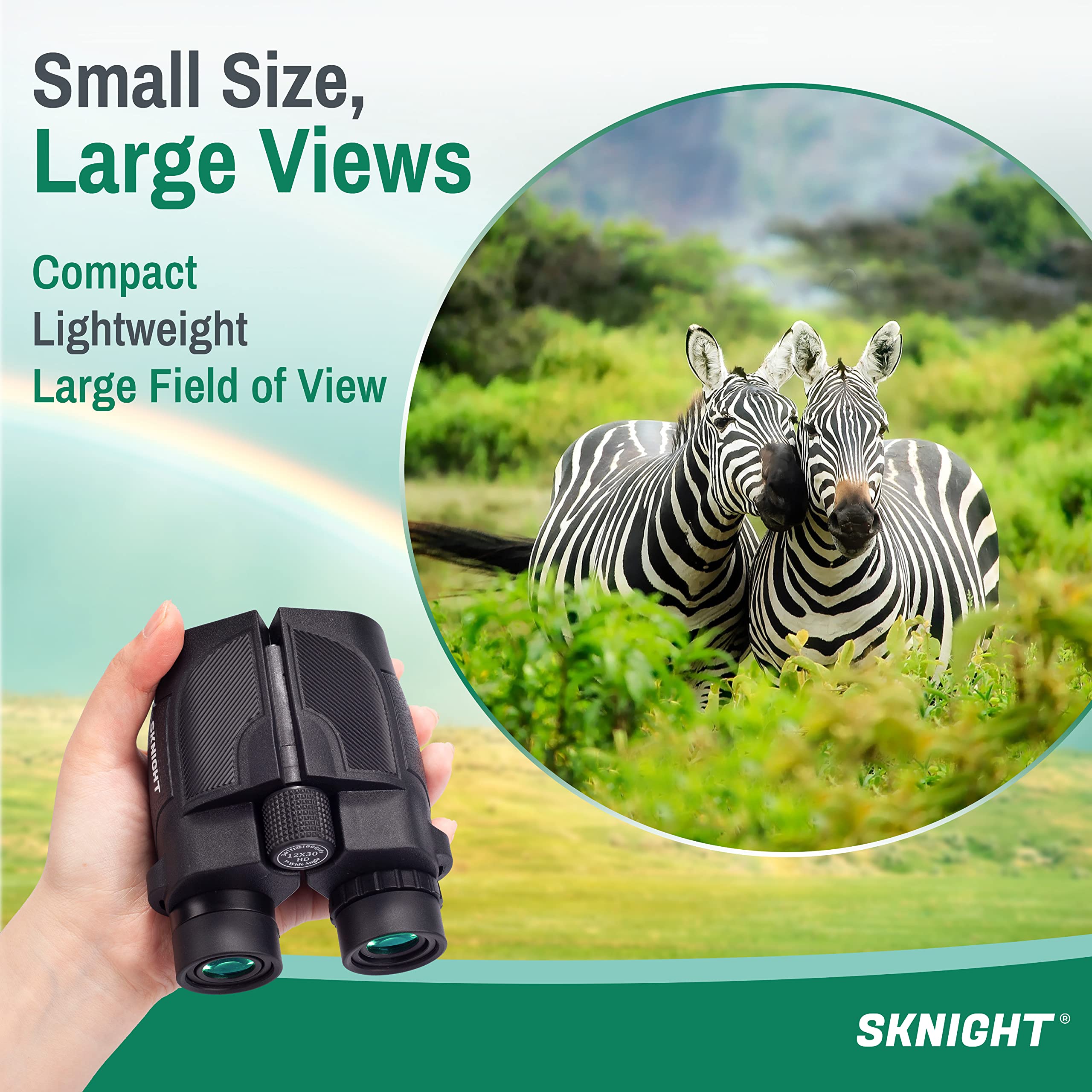 Daoneg Sknight 12X30 Compact Binoculars For Adults And Kids With Phone Adapter, Small Binoculars With Large View, Lightweight Binoculars For Travel Bird Watching Concert Sports
