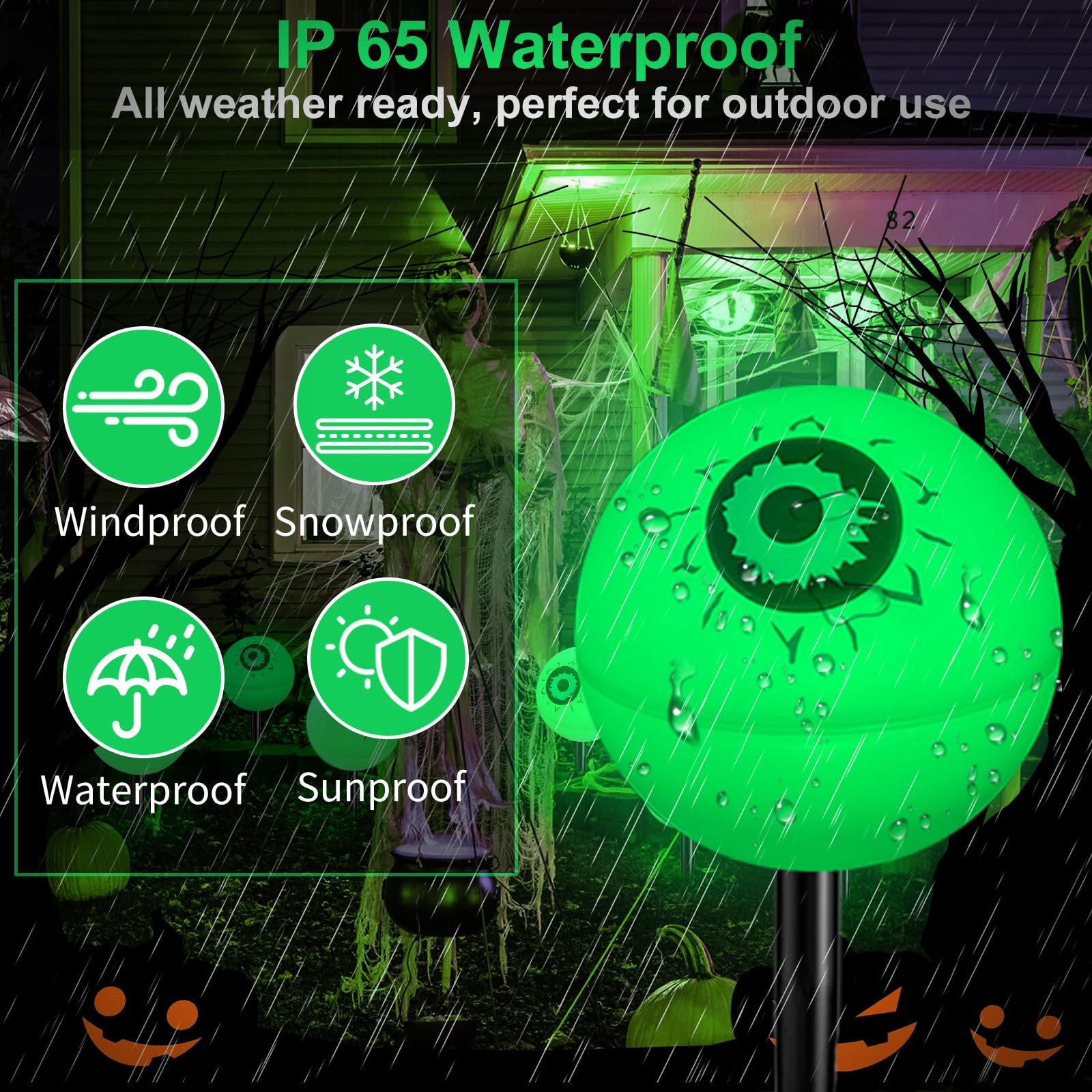 Liyuanq Halloween Decoration Lights Outdoor, 6 Pack Solar Scary Halloween Eyeball Lights Waterproof Solar Path Halloween String Lights For Yard Garden Party Trick Or Treat Decor (Green&Red)