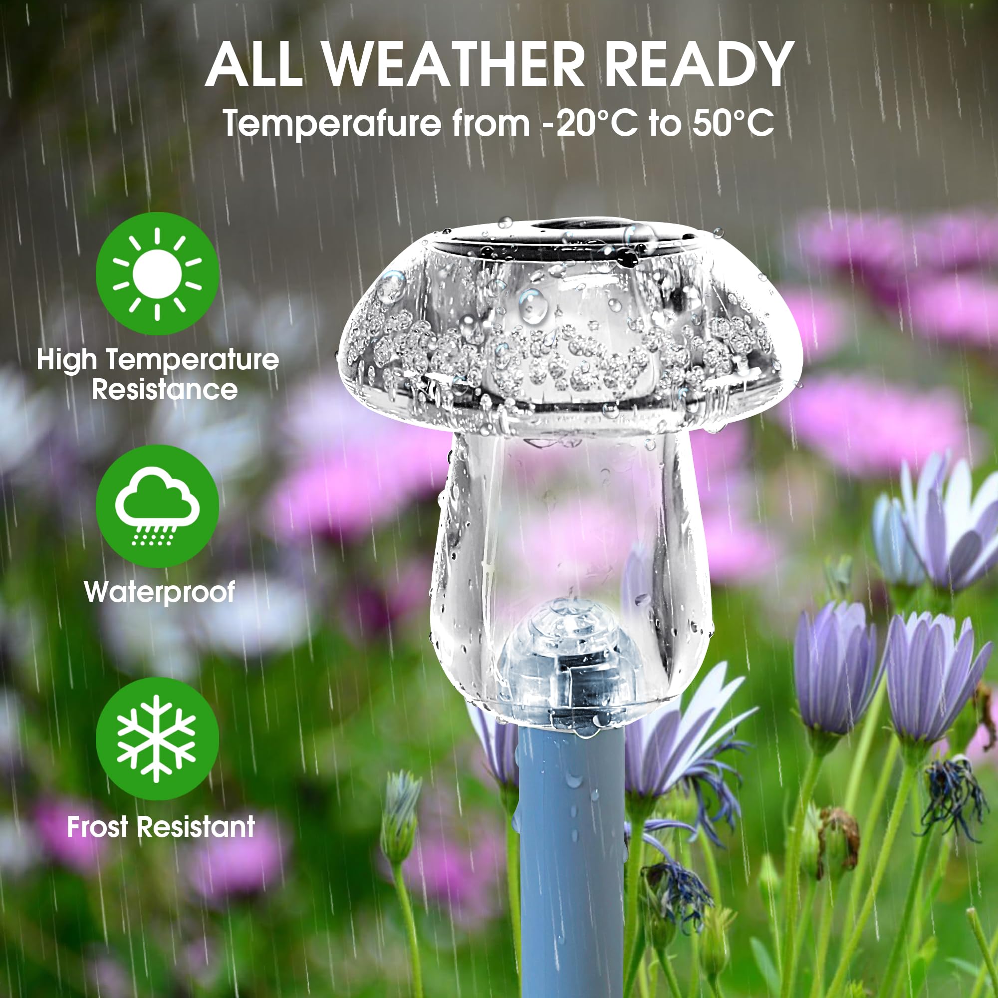 Eyrosa Solar Outdoor Lights, 16 Pack Waterproof Solar Mushroom Lights For Garden Yard Pathway Path Walkway Driveway Lawn Landscape Outside Decor（Warm White）