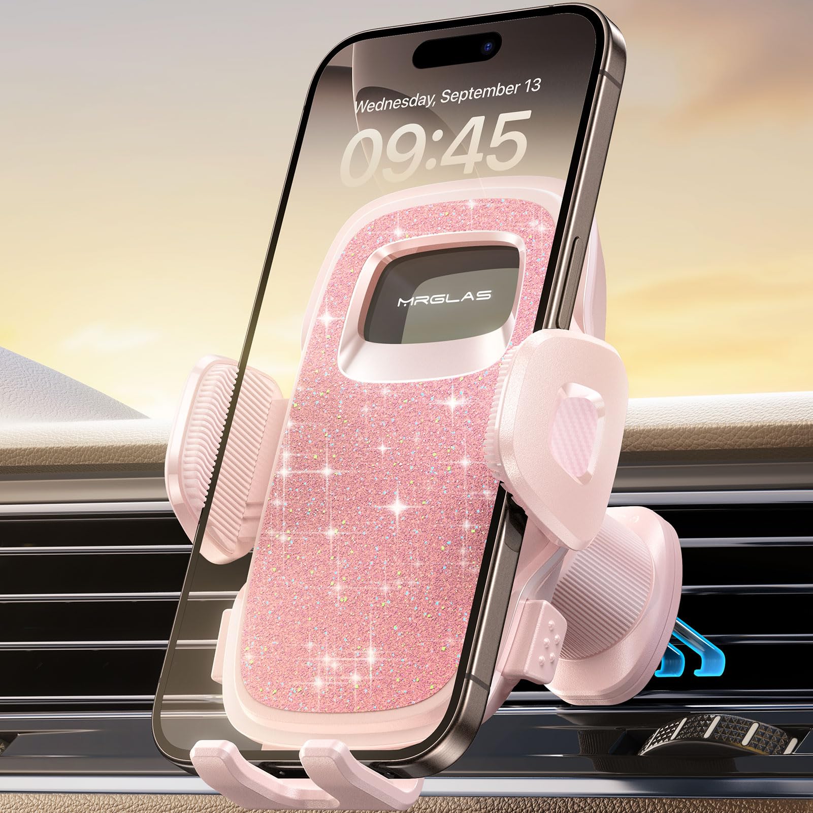 Mrglas   Phone Holders For Your Car With  Metal Hook Clip, Handy Air Vent Cell Phone Car Mount [One Hand Operation], Universal Automobile Cradle For Iphone Android And All Smartphones