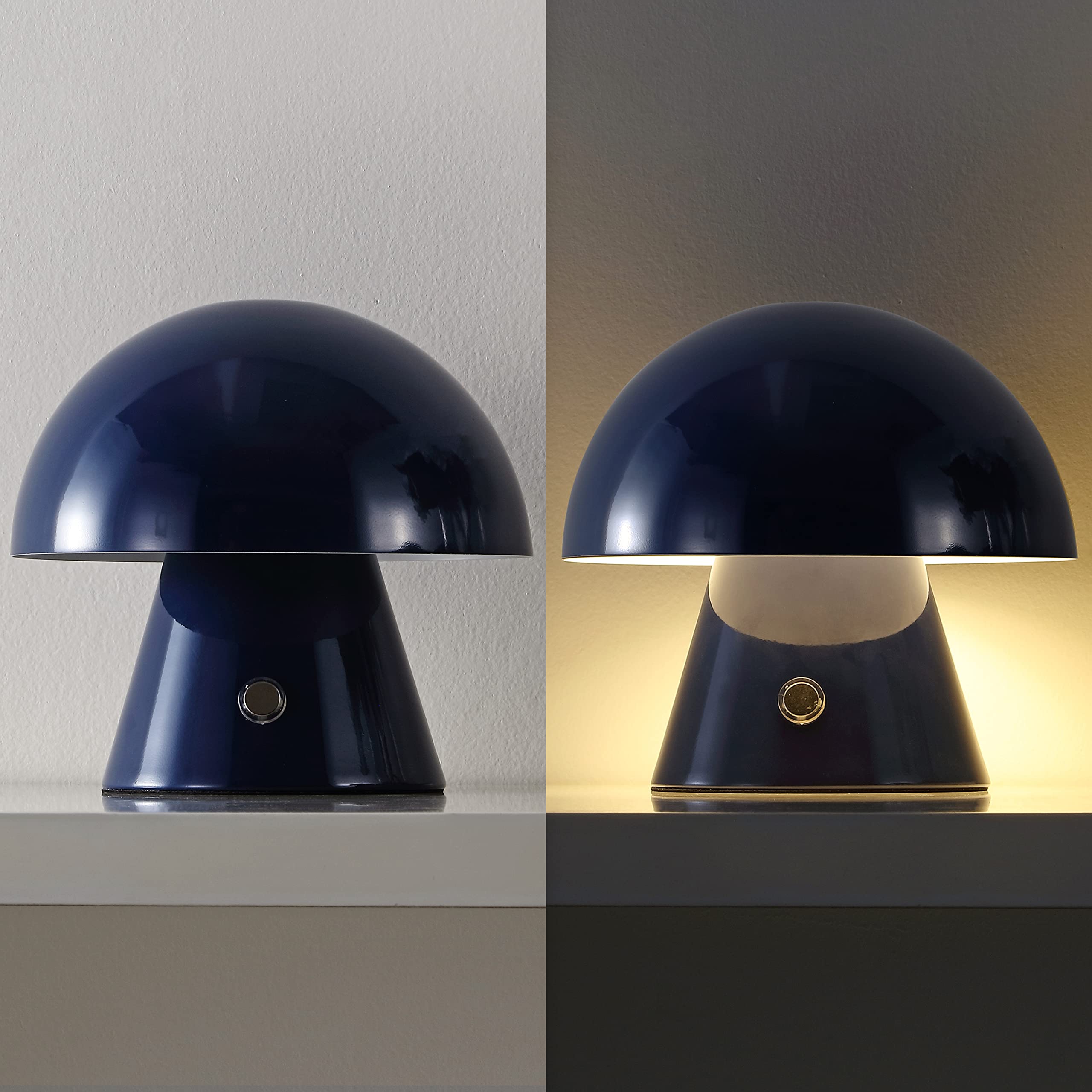 Jonathan Y Jyl7116E Porcini 7" Contemporary Bohemian Rechargeable/Cordless Portable Iron Integrated Led Mushroom Table Lamp Modern, Coastal Bedside Desk Nightstand Lamp, Navy