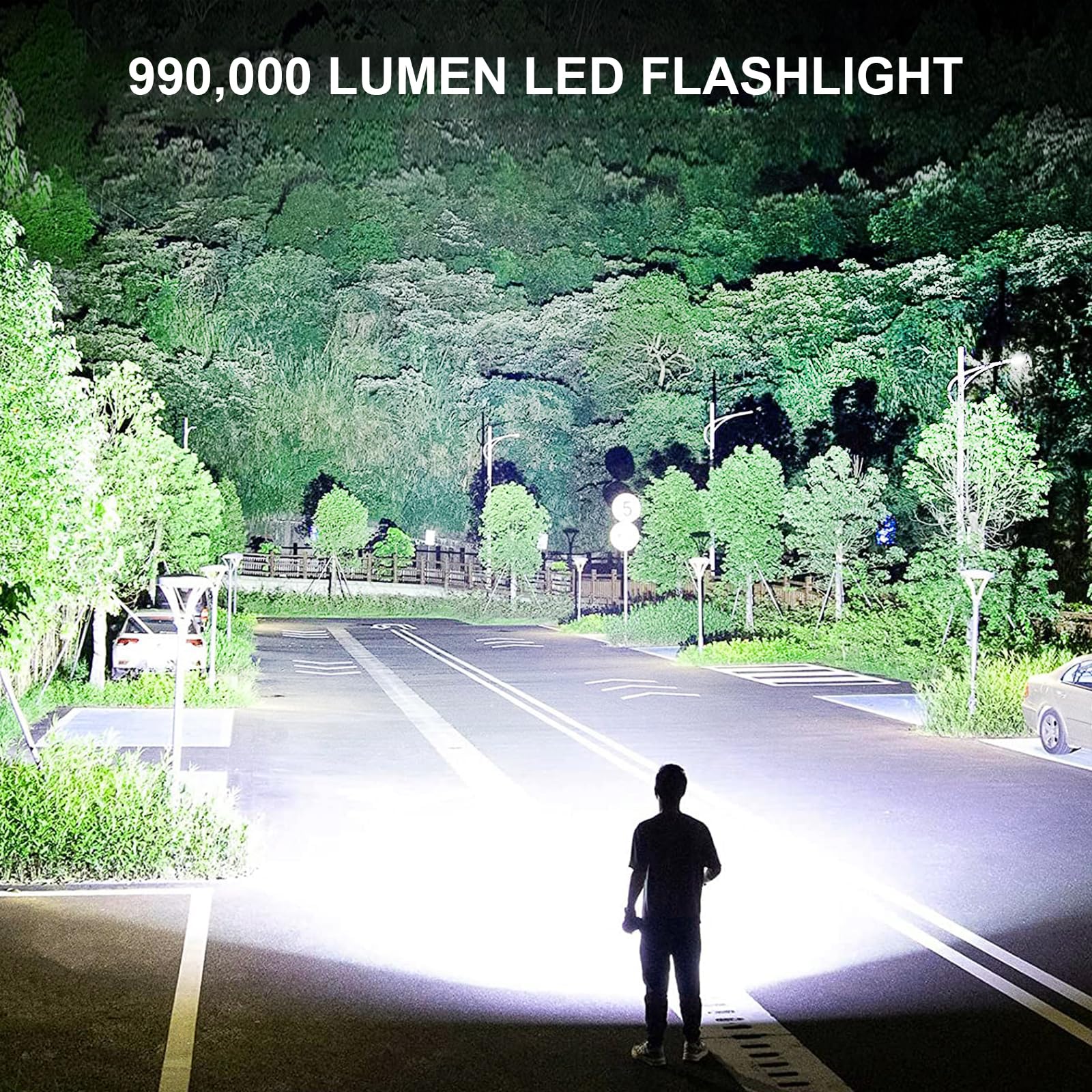 Lylting Rechargeable Led Flashlights High Lumens, 990000 Lumens Super Bright Flashlight With 5 Modes & Waterproof, Powerful Handheld Flashlight For Camping Emergencies