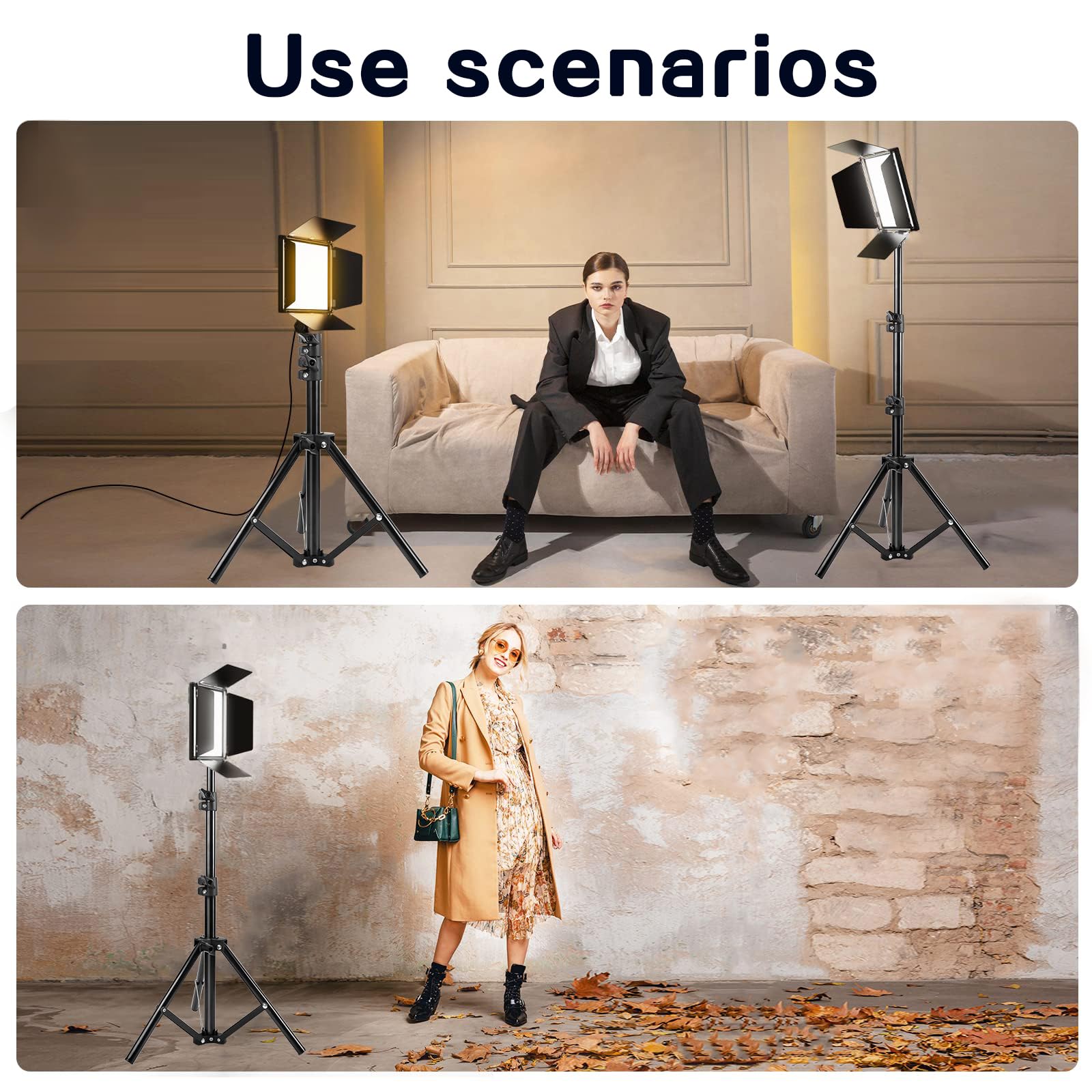 Senndio 1Pc Led Video Photography Lighting Kit, Usb Powered, 110Cm Tripod Stand, 25.4Cm Square Fill Light, 3 Color Dimmable, 4 Baffles, Indoor Use, No Battery Required