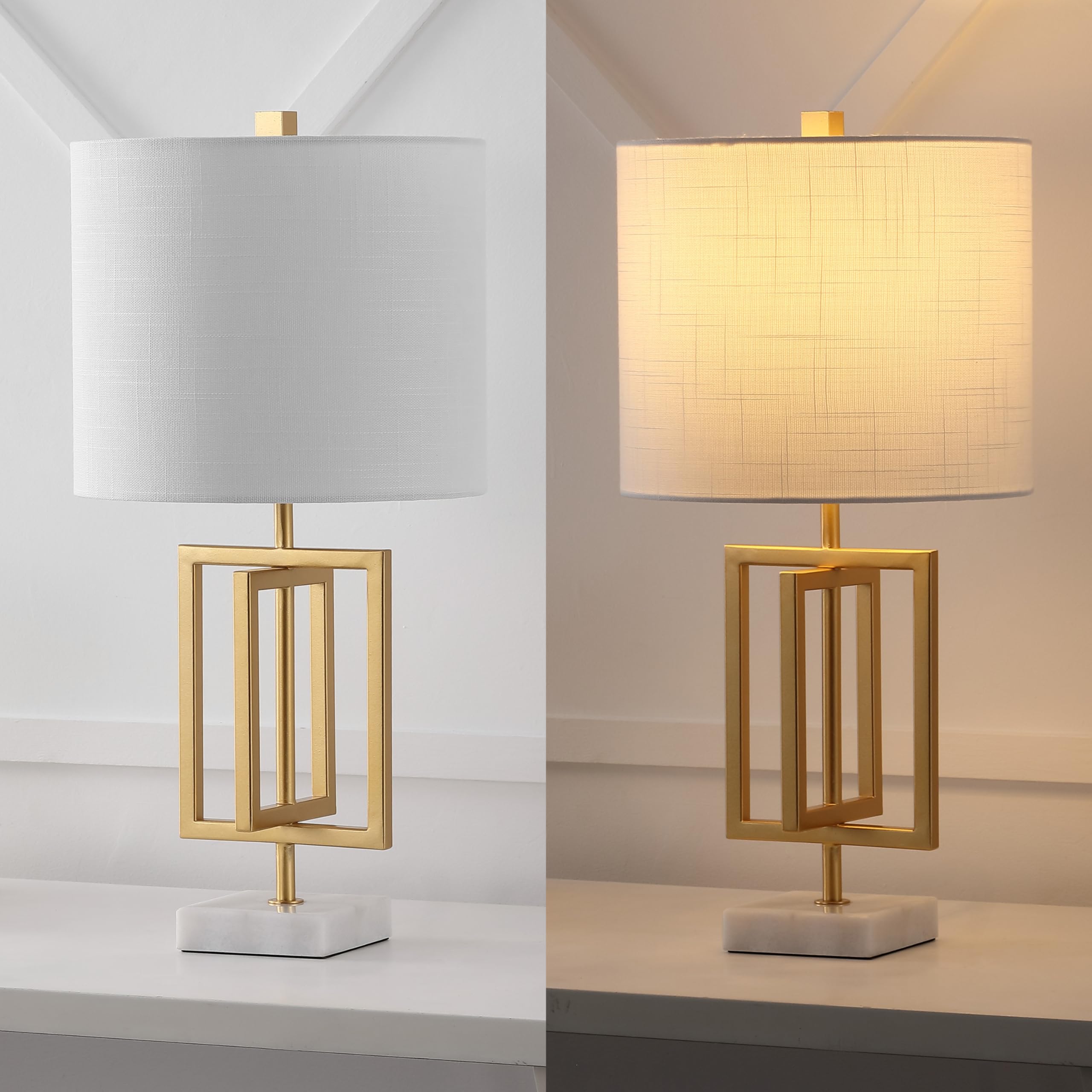 Jonathan Y Jyl1039A Anya 20.25" Metal/Marble Led Table Lamp Glam Contemporary Modern Bedside Desk Nightstand Lamp For Bedroom Living Room Office College Bookcase Led Bulb Included, Gold