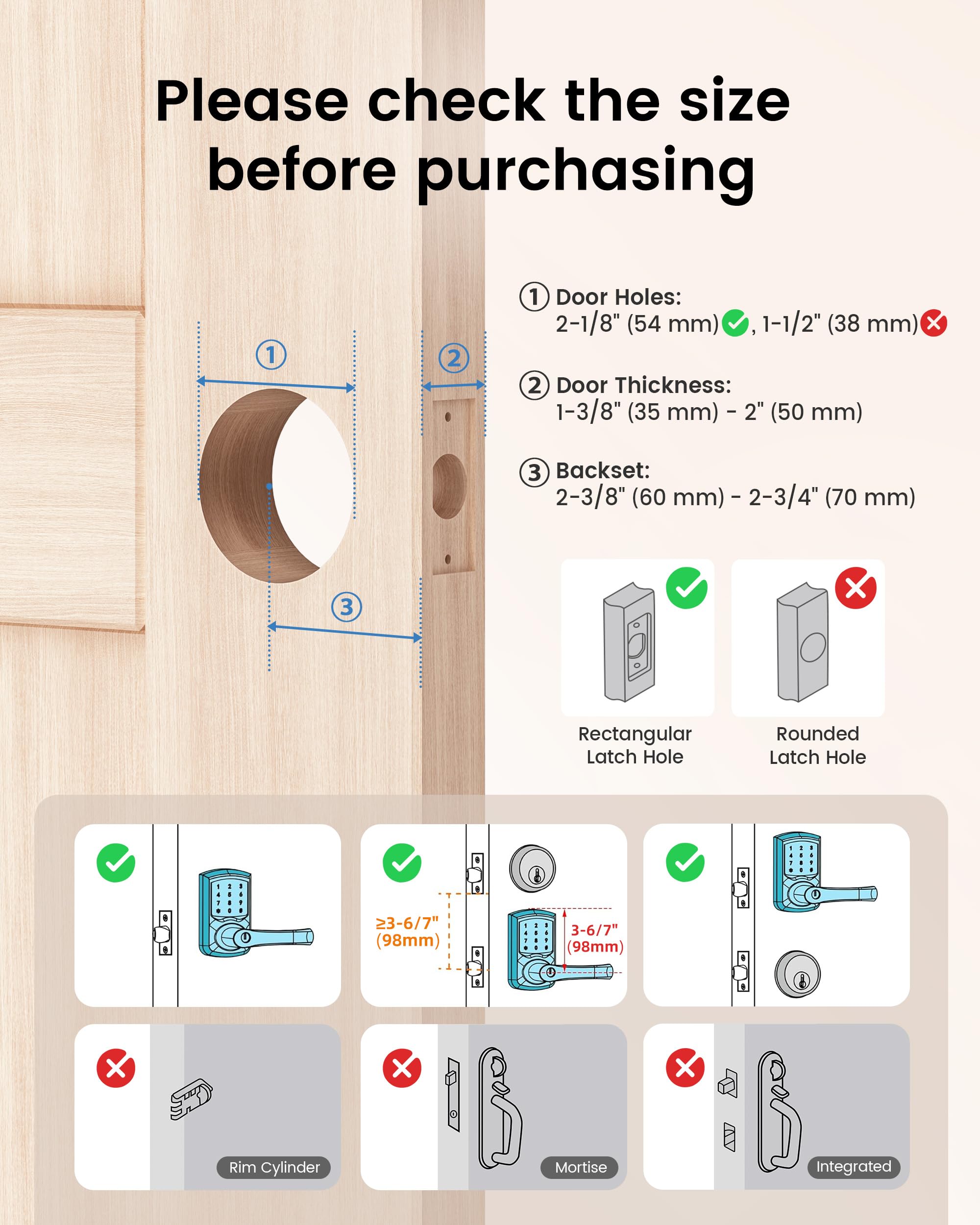 Hidalife Keyless Entry Door Lock, Smart Locks For Front Door, Keypad Door Knob With Handle, Touchscreen, One-Touch Toggle For Passage Mode, Matte Black