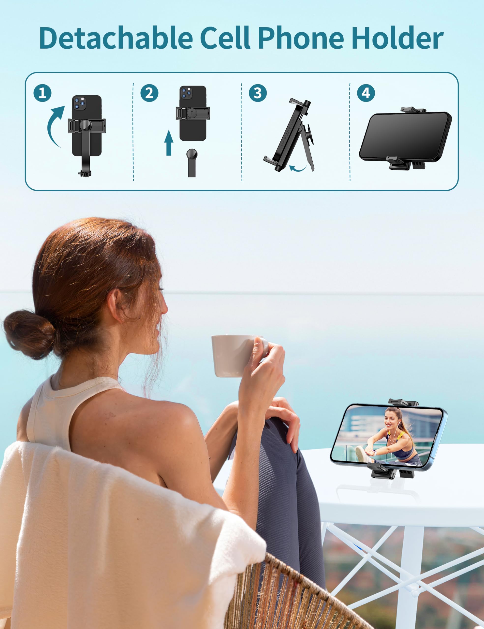 Qirita Selfie Stick, 41'' Extendable Phone Tripod Stand With Phone Holder & Detachable Remote, 360° Rotation Selfie Stick Tripod For Cell Phone Compatible With Iphone, Android, Samsung