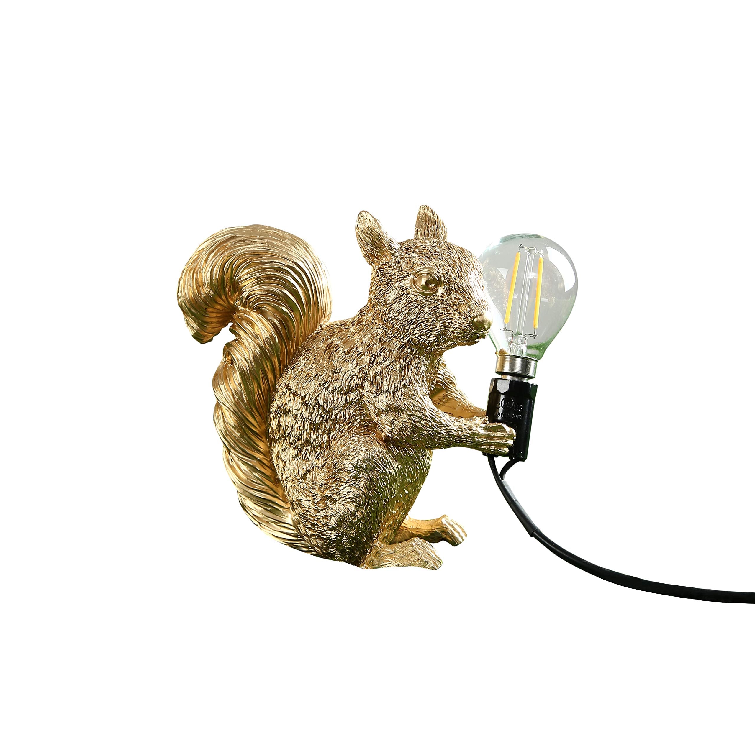 Mayola Modern Resin Squirrel Table Lamp, Desk Lamp,Led Niht Light Resin Squirrel Lighting Fixture For Living Room, Bedroom,Home Office,Kids Room (Gold)