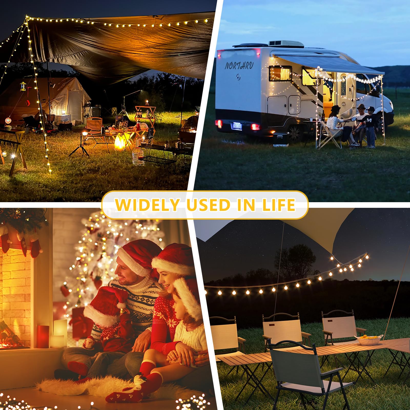 Yavozokl Rechargeable Solar Camping Lights - 32.8Ft Waterproof Led String Lights With 5 Modes, Quick 30S Recovery, Easy Roll-Up For Tents, Patios, Festivals,Enhances Camping Atmosphere