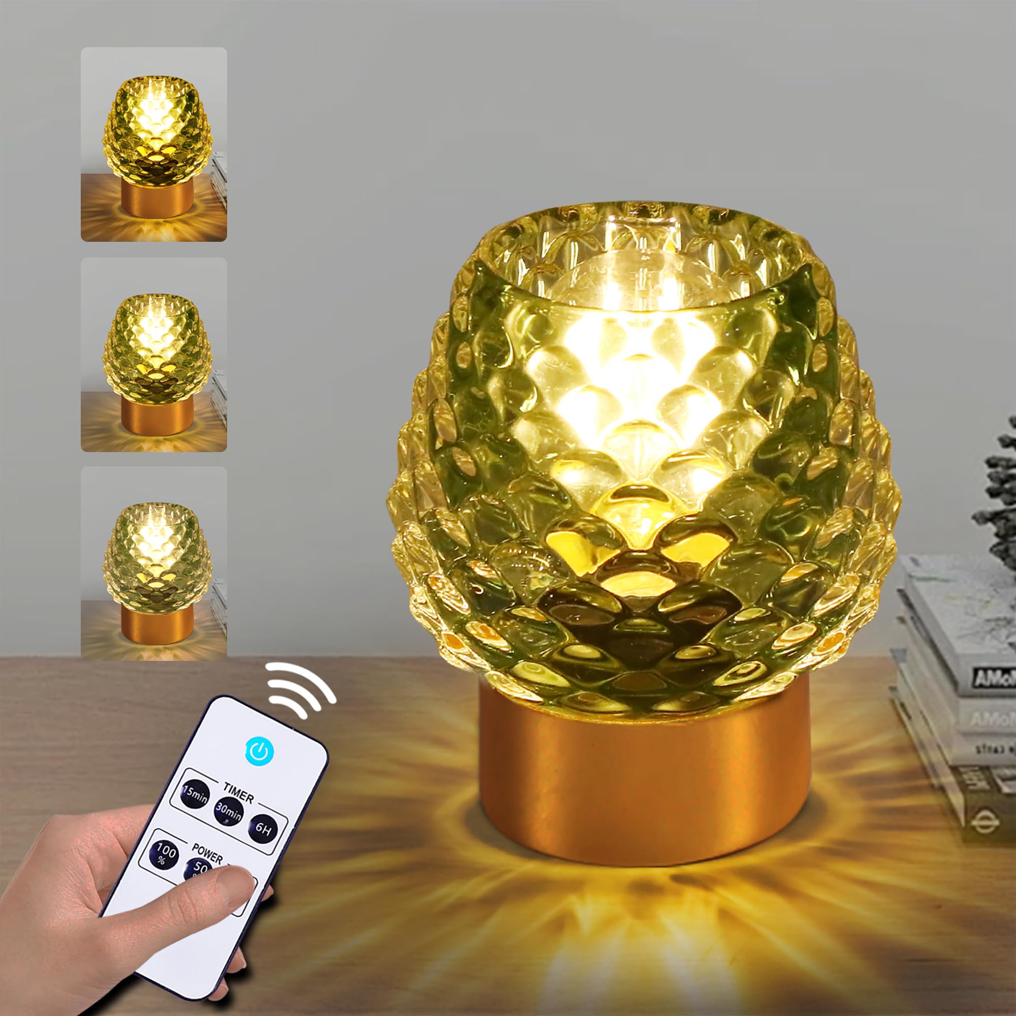 Miubrty Battery Operated Table Lamp With Timer And Remote Control - Elegant Cordless Design For Home Decor, Perfect For Living Room, Bedroom, And Entryway (Green)