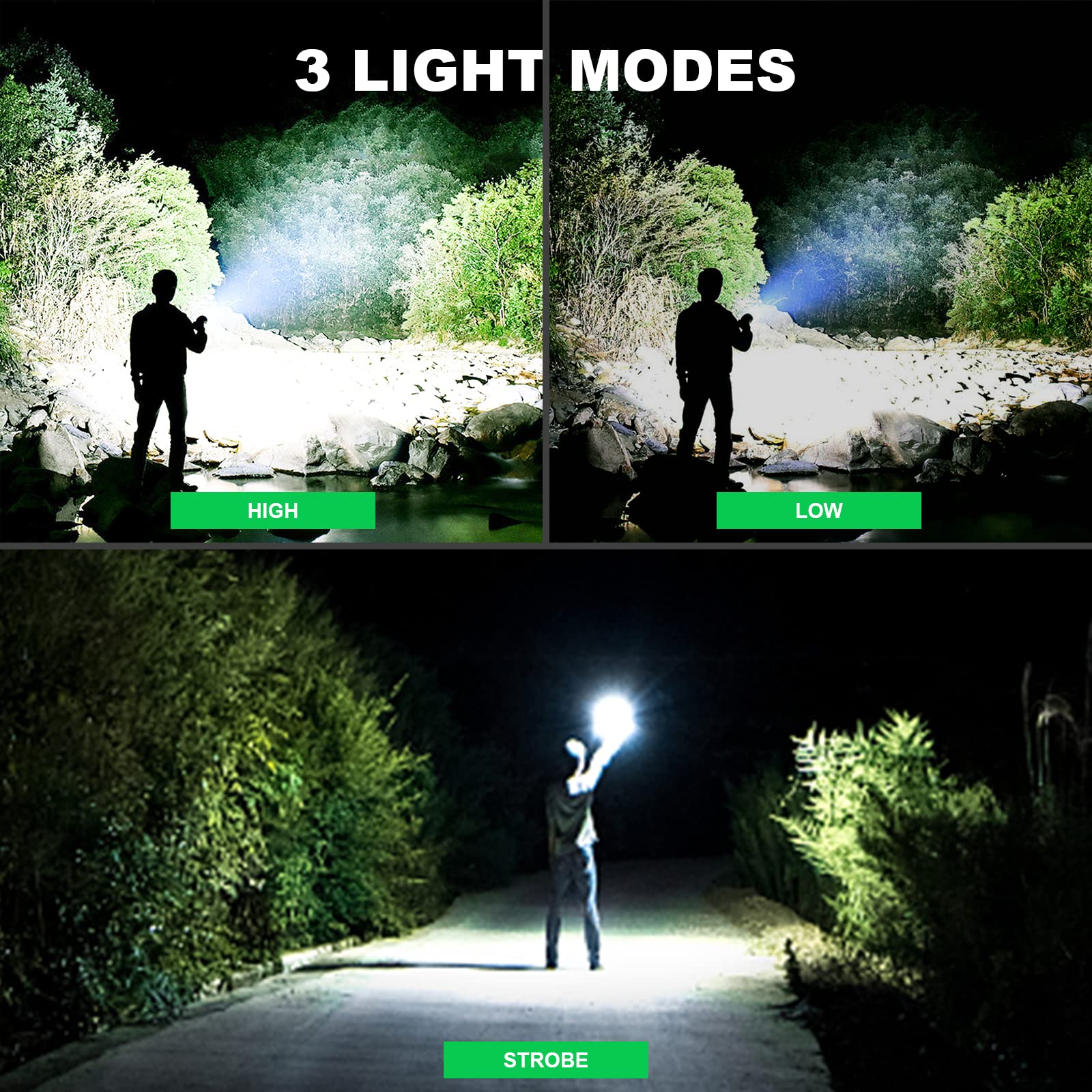 Milaoshu Rechargeable Flashlights 990,000 High Lumens - 2 Pack, 12 Hours Powerful Led Flash Light With Multiple Light Modes, Super Bright & Ipx5 Waterproof Torch For Camping, Home, Emergencies