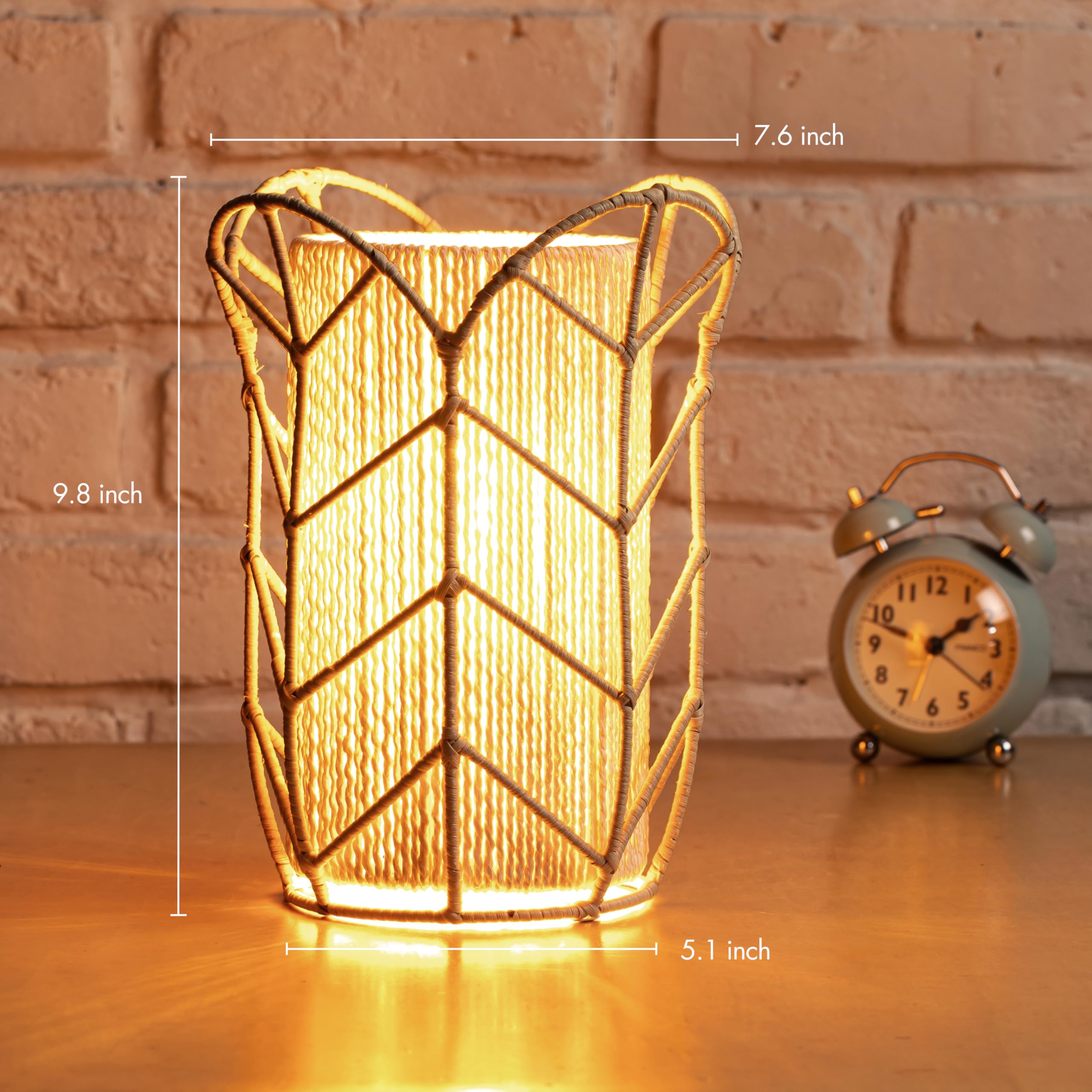 O'Bright Weaver - Handcrafted Woven Rattan Table Lamp, Decorative Night Lamp, E26 Medium Socket, Rocker Switch, Ambient Lighting