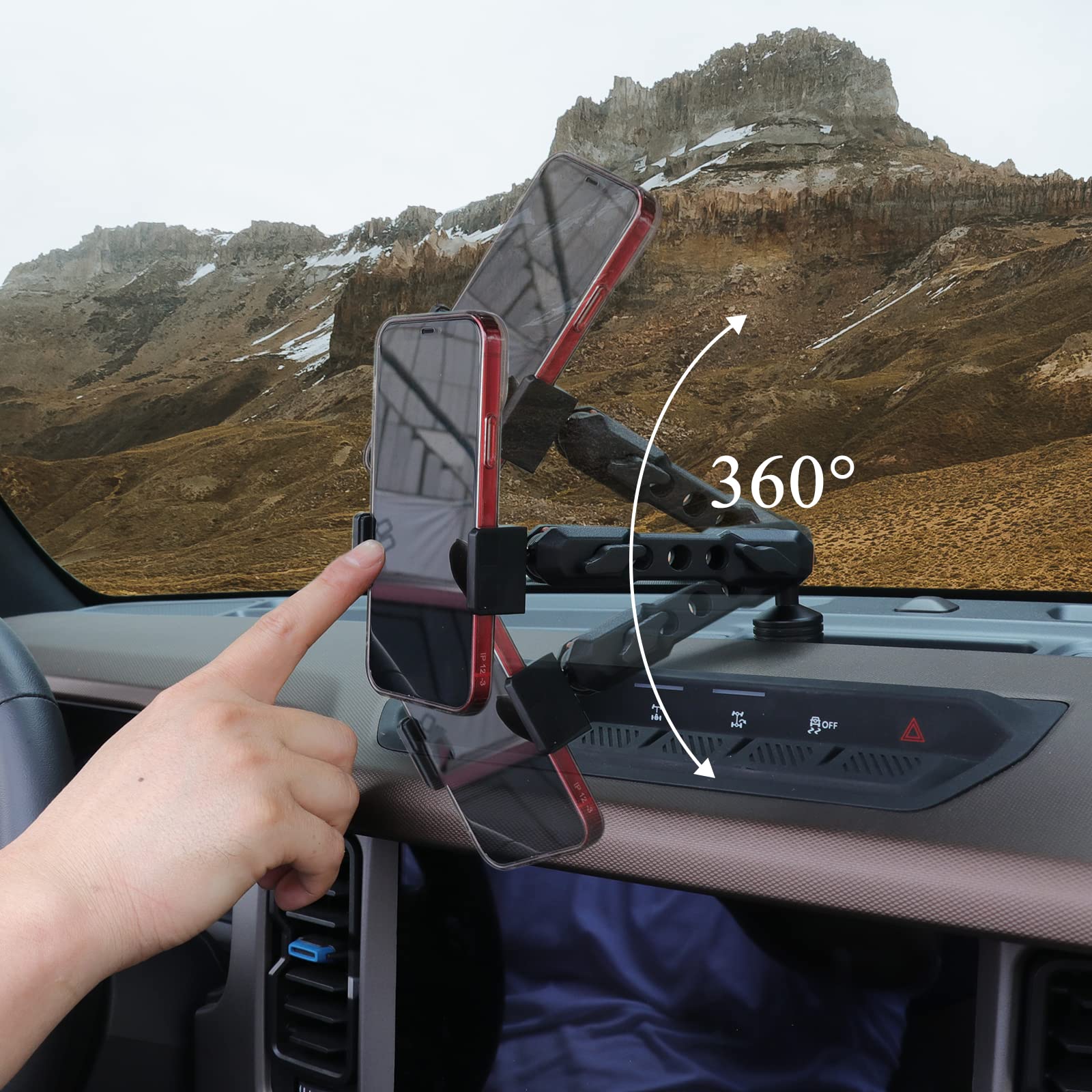 Jhd-Togo For Bronco Dash Phone Holder, Phone Mount For Ford Bronco     2/4 Door Accessories,360°Adjustable Phone Mount Interior Accessories