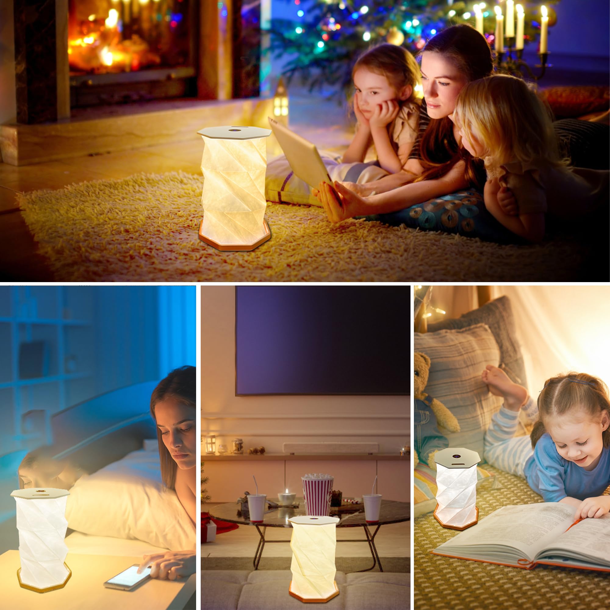 Dlufyei Folding Book Lamp, Book Light For Reading, Rechargeable Table Lamp Paper Lamp（Led）,Book Light As Book Lover And Christmas Decoration