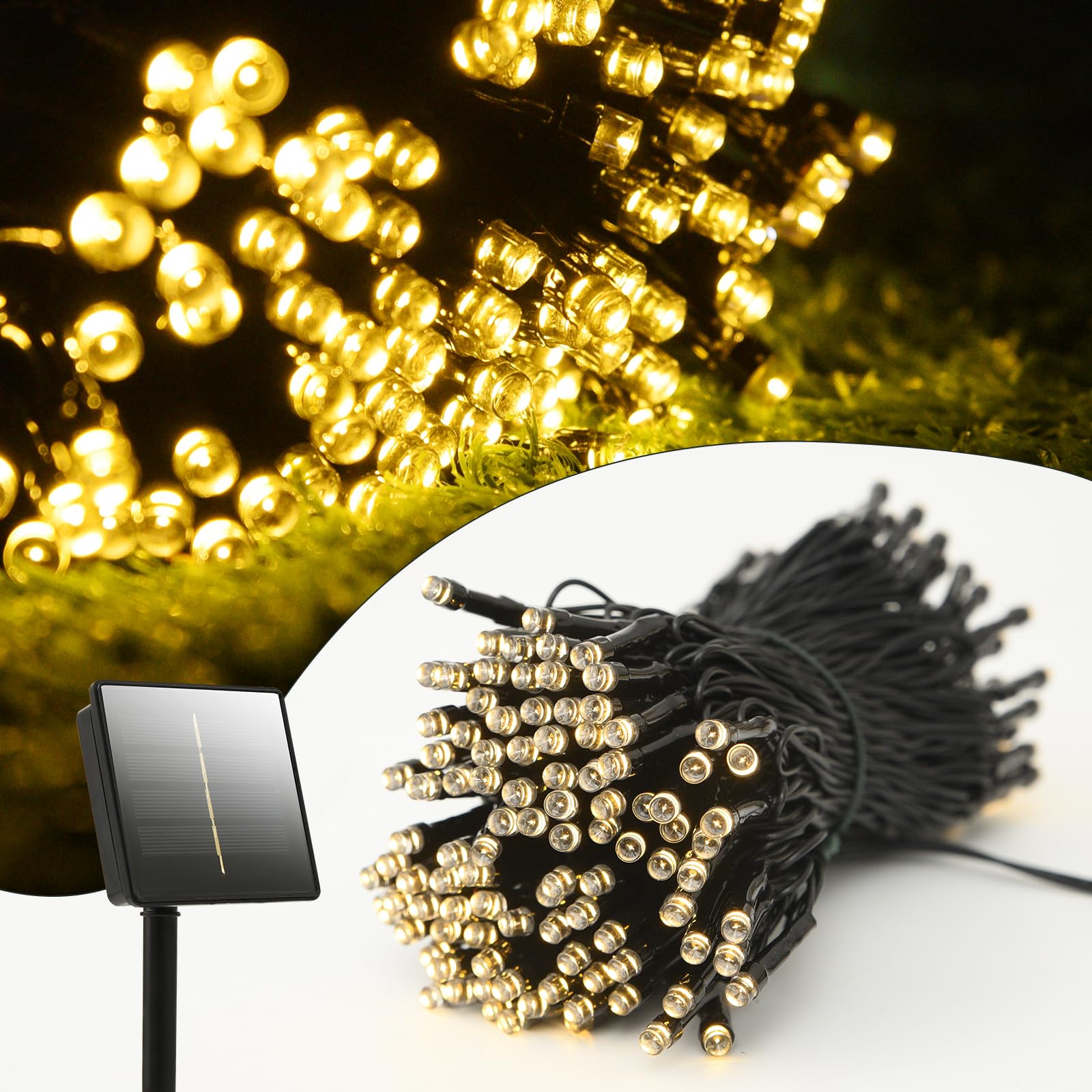 Dailyart 200 Led Solar String Lights Outdoor, 82Ft Warm White Solar String Lights, 8 Lighting Mode Solar Fairy Lights For Outside, Waterproof Solar String Lights For Outside,Garden,Courtyards,Trees, Patio