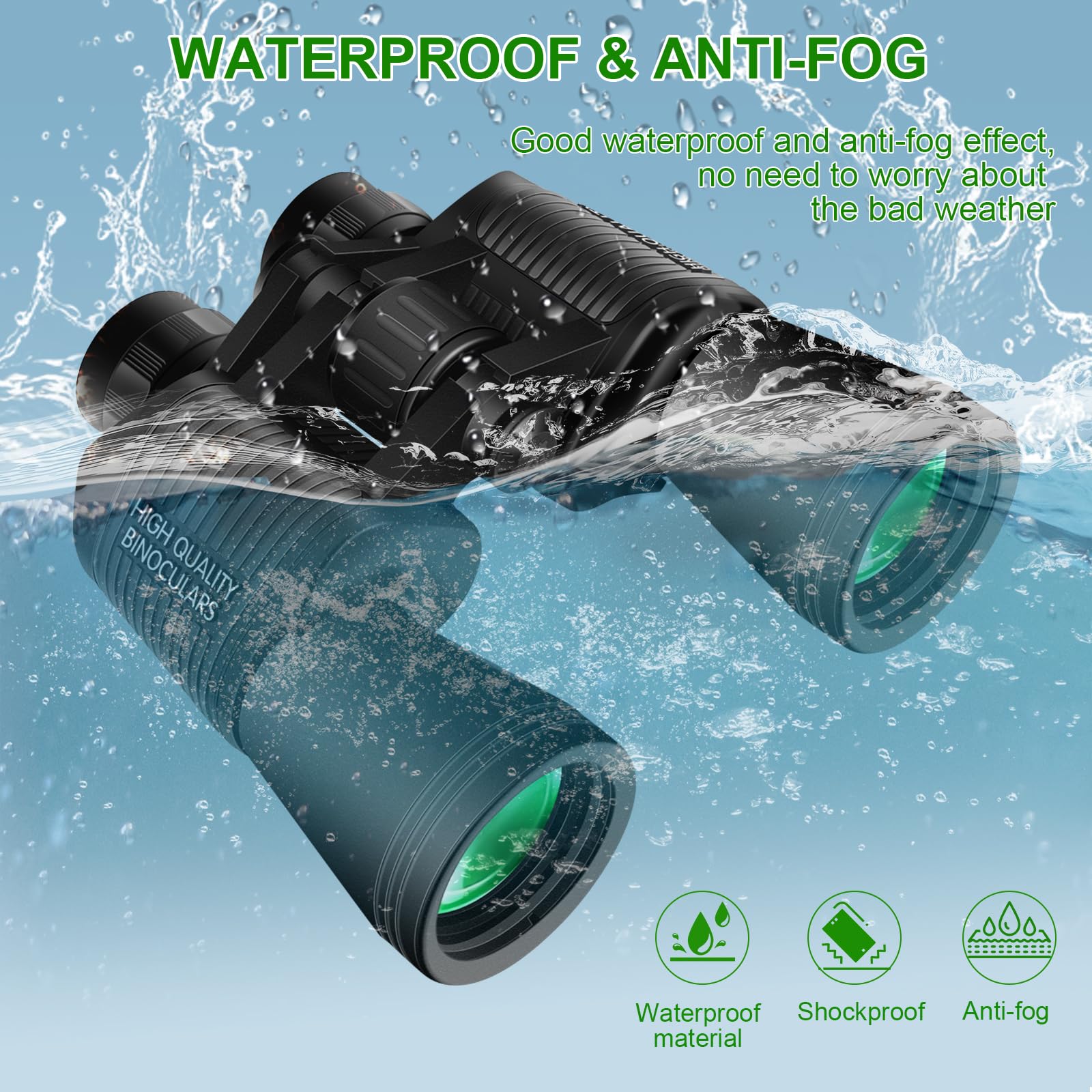 Sfeoot 20X50 High Powered Binoculars For Adults, Clear Durable Binoculars For Bird Watching Sightseeing Wildlife Watching Travel Hunting Football Games Stargazing With Carrying Case & Strap