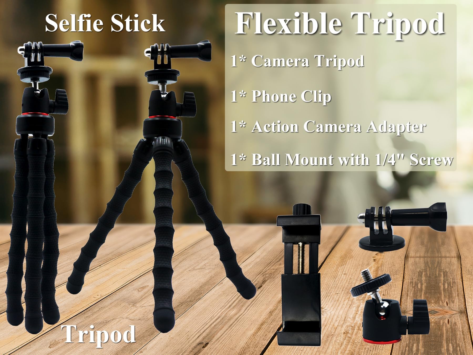 Licrugu Flexible Camera Tripod Compatible With Gopro Hero 13 12 11 10 9, Bendable Phone Tripod Mini Tripod For Iphone, Video Recording Vlogging, Phone Holder Mount Stand 360° Rotation Camera Tripod
