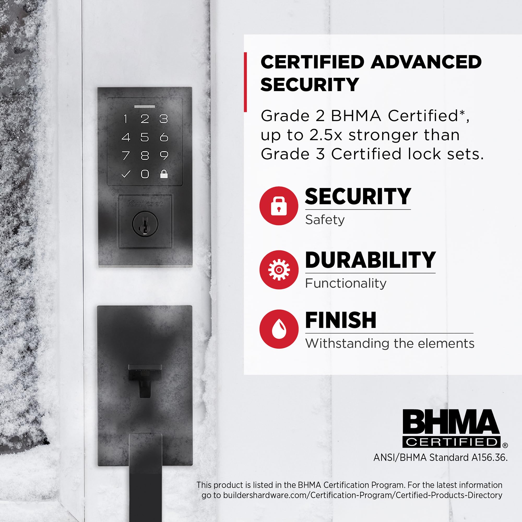 Kwikset Smartcode 270 Keyless Entry Electronic Touchpad Deadbolt Door Lock With Auto-Lock, Custom User Codes, Advanced Security In Matte Black Contemporary