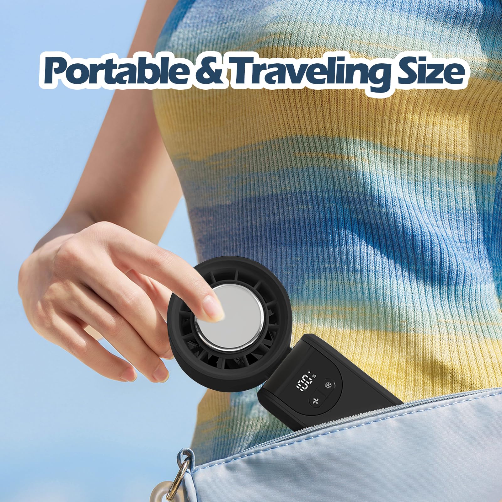 Portable Handheld Turbo Fan, Foldable Mini Personal Fan, Rechargeable 3-In-1 Hand/Desk/Neck Fan Cool
