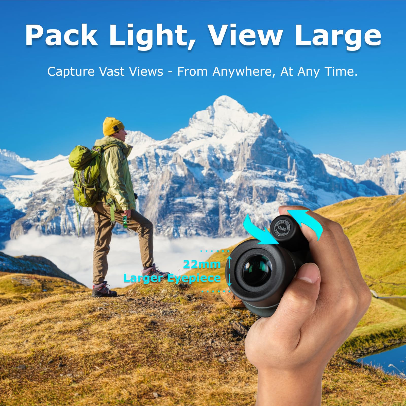 Pochita Global 12X50 Ed Monocular Telescope For Adults, High Powered Monocular With Bak4 Prism & Fmc Lens, Waterproof Handheld Telescope For Bird Watching, Hunting, Hiking, Travel