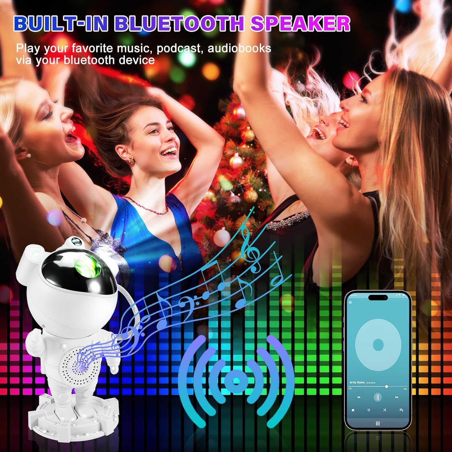 Luxonic Star Astronaut Projector Light With Bluetooth Speaker, Galaxy Moon Nebula Ceiling Night Light, Remote Control, For Kids Adults For Bedroom, Christmas, Birthdays, Valentine'S Day