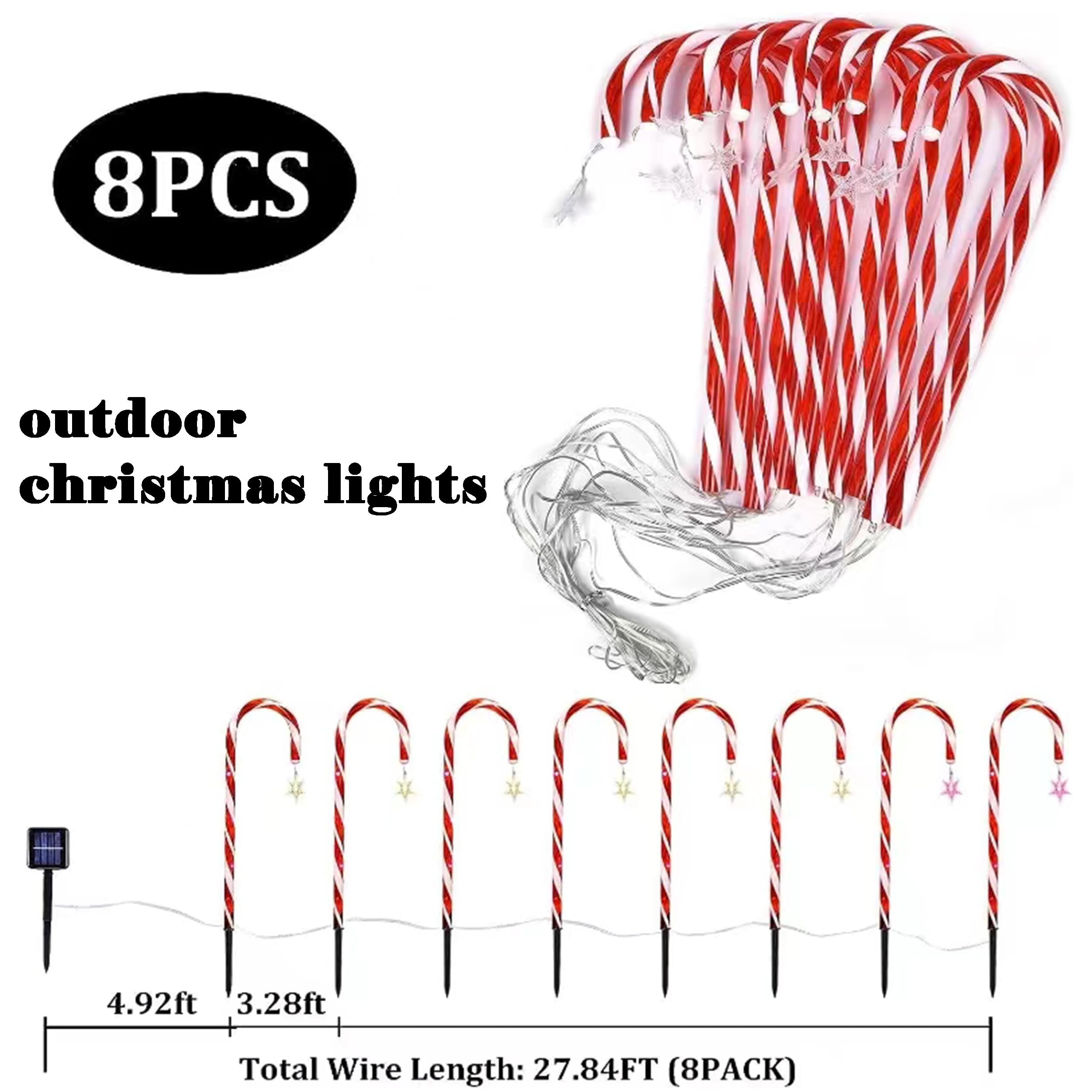 Koboin Christmas Decorations 8 Pack 19" Walk Way Candy Canes - Christmas Lights Candy Cane Pathwayxmas Solar Candycandy Cane Christmas Lights Outdoor ，Outdoor Christmas Lights Yard