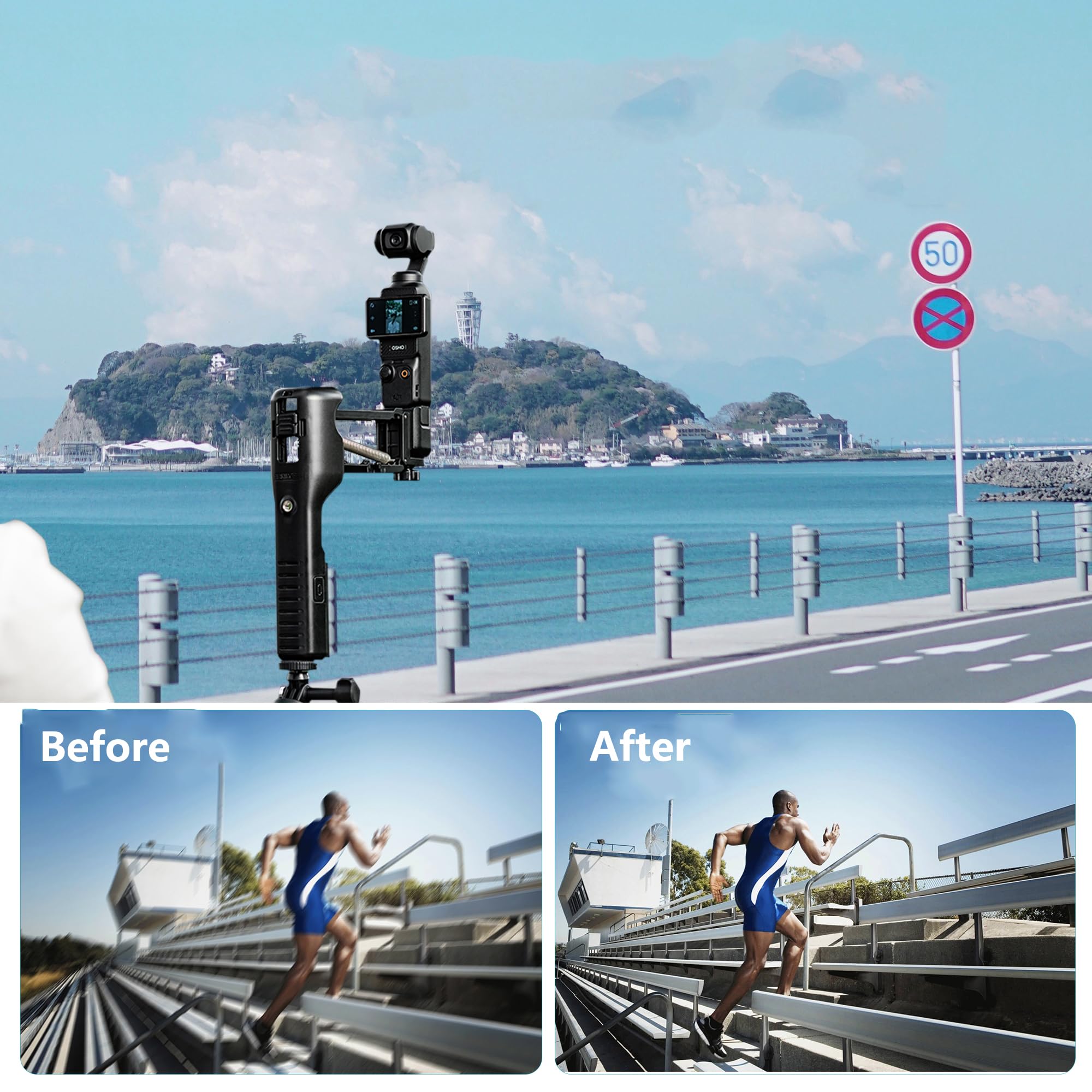 Zlit Portable Z Axis Anti-Shake Shock Absorber Handle Holder Bracket For Dji Osmo Pocket 3 Handheld Stabilizer (Black)