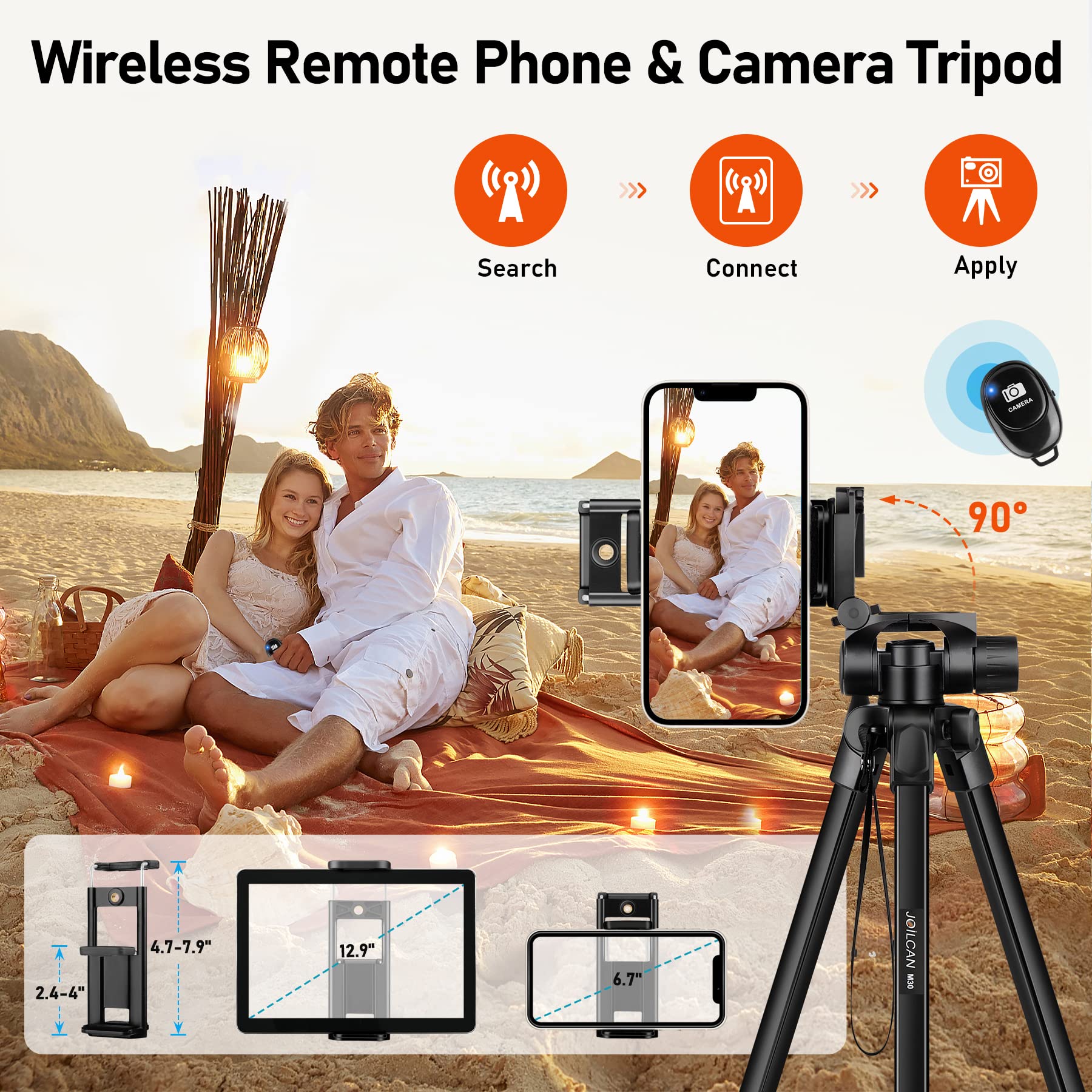 Joilcan Camera Tripod, 68" Tablet Tripod Stand For Phone Cameras, Travel Tripod Compatible With Ipad Iphone Dslr Slr Projector, Cell Phone Tripod Stand With Remote/Travel Bag / 2 In 1 Mount