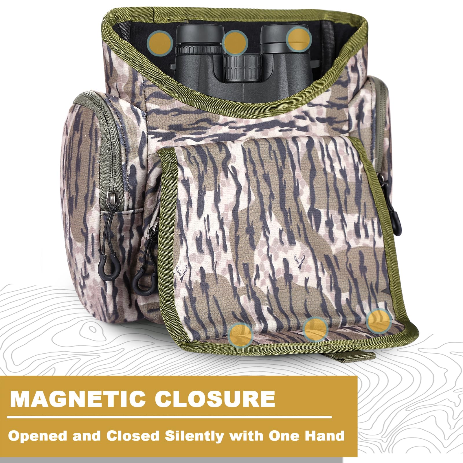 Uiihunt Binocular Harness Chest Pack, Lightweight Bino Harness With Rangefinder Pouch - Durable Binocular Chest Packs For Hunting & More - Bino Harness Holds Rangefinders, Phones, Ect