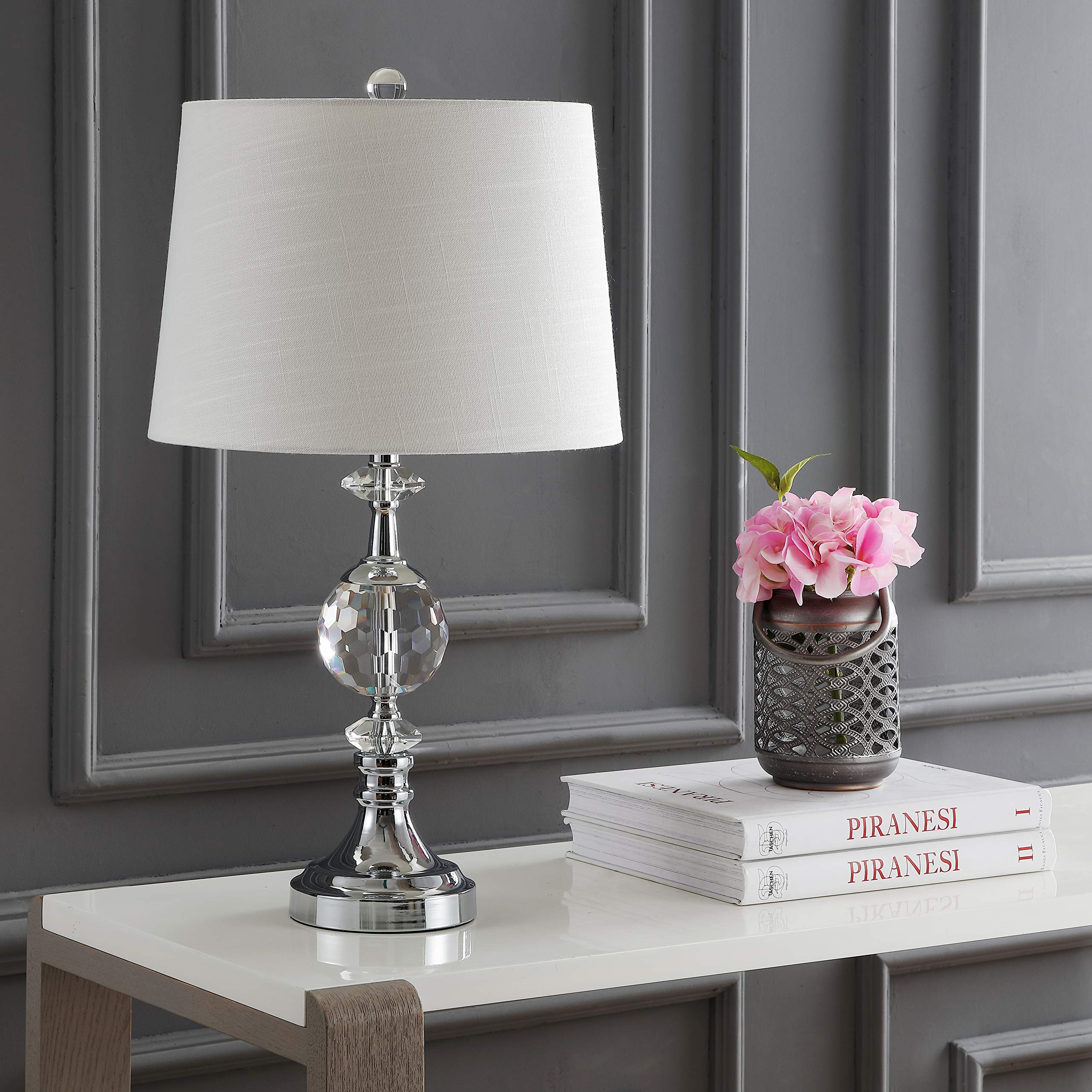 Jonathan Y Jyl5036A Channing 25.5" Led Crystal/Metal Table Lamp Glam Contemporary Bedside Desk Nightstand Lamp For Bedroom Living Room Office College Bookcase Led Bulb Included, Clear/Chrome