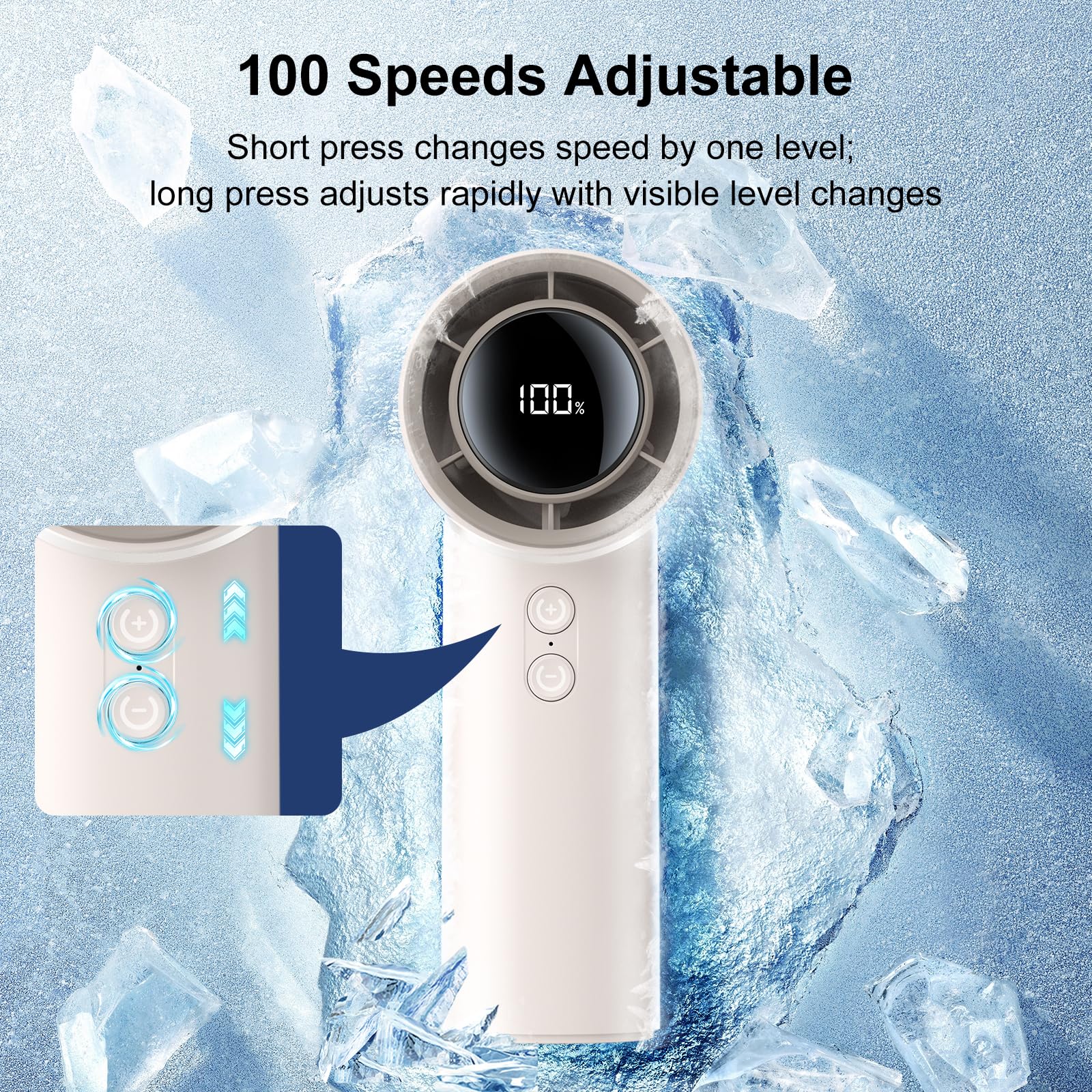 Otpeir Portable Fan, Turbo Handheld With Adjustable Speed(1-100), 4000Mah Battery Rechargeable