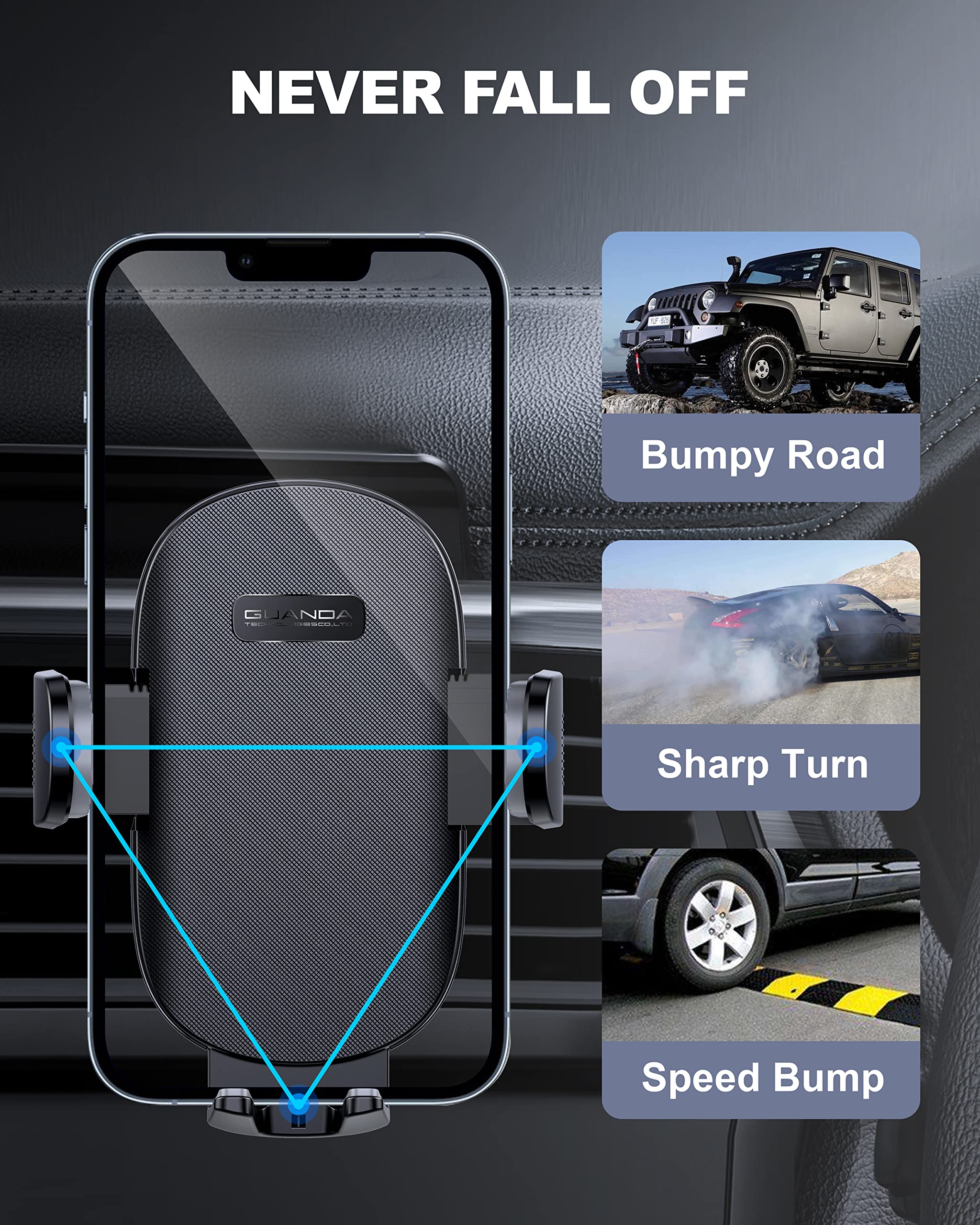 Guanda Technologies Co., Ltd.  Phone Holders For Your Car, Universal Cell Phone Mount Holder, Hands  Automobile Mobile Phone Stand, 360° Adjustable Air Vent Cradles Car Accessories For Iphone And Smartphone