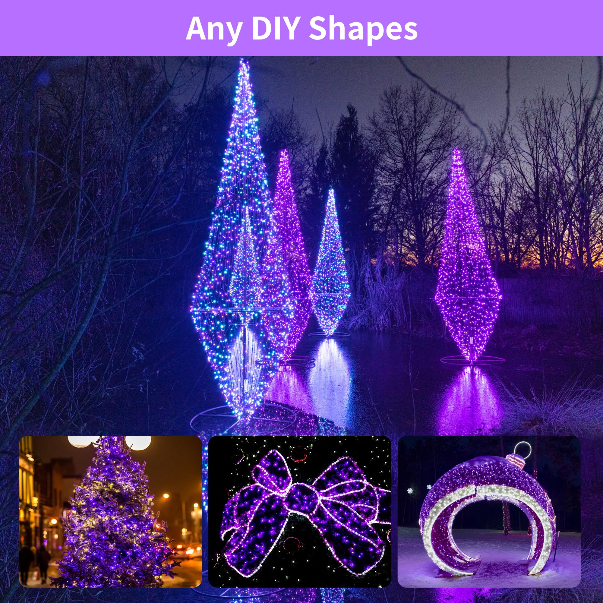 Isfofo 6 Pack Solar Fairy Lights For Outside Waterproof, 300Ft 780Led Purple Solar String Lights Outdoor Waterproof, 8 Modes Copper Wire Solar Christmas Lights For Patio Yard Trees Garden Wedding Party