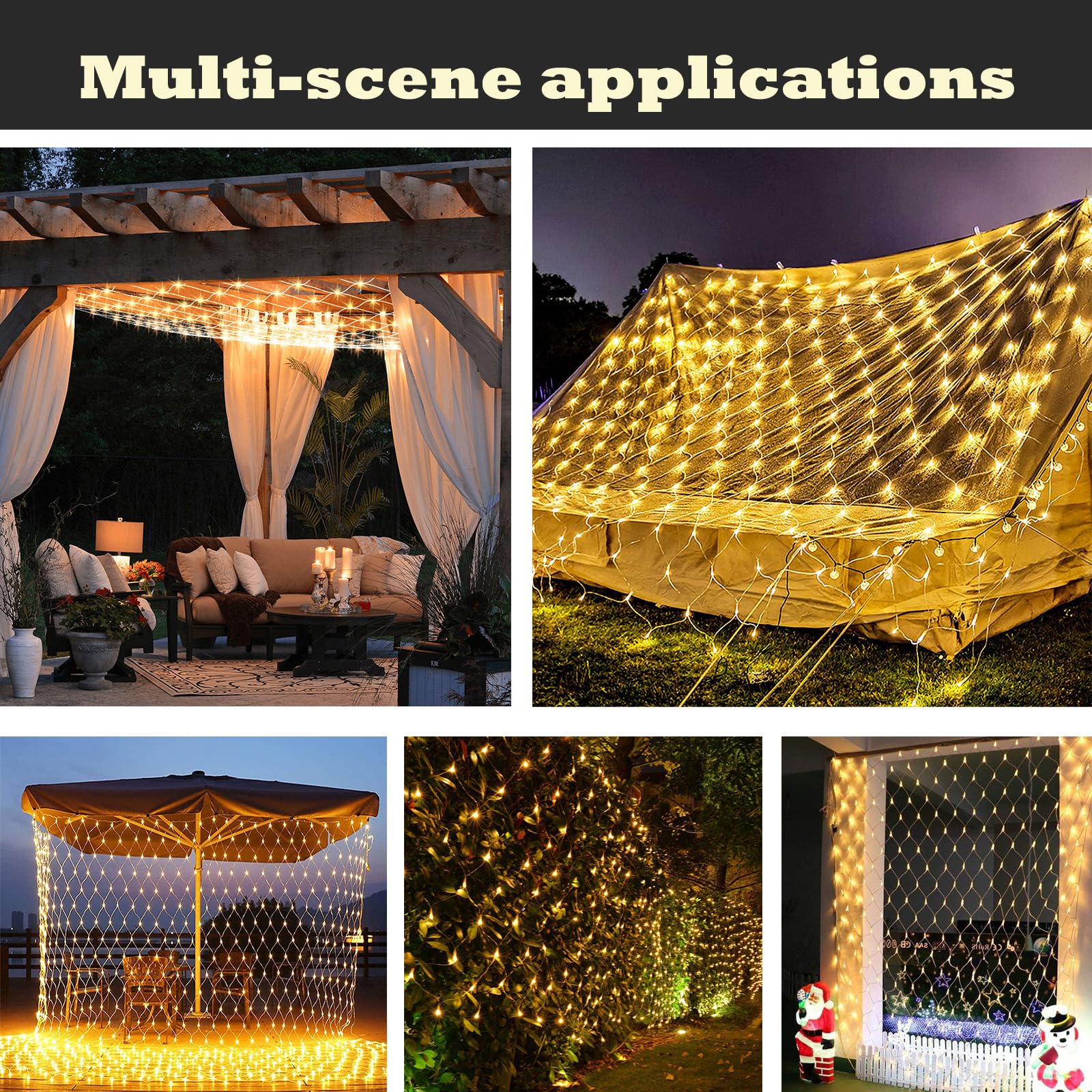 Eueasy Net Lights Outdoor, 270 Led Gazebo Lights, 10×10 Ft Connectable Chandelier With 8 Lighting Modes, Led Net Lighting For Bushes, Garden, Backyard, Holiday, Christmas