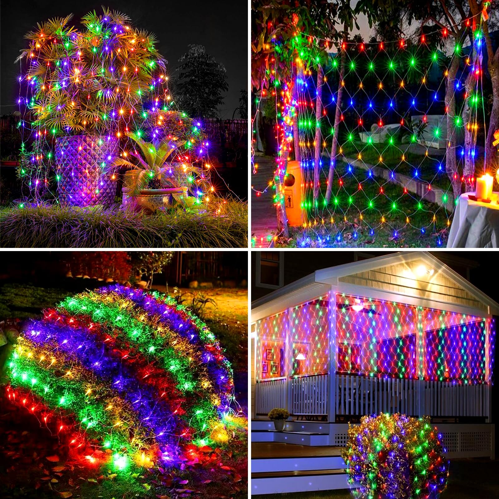 Acxilexy Outdoor Solar Light Netting, 2 M X 3 M, 198 Leds String Lights With 8 Modes, Remote Control, Waterproof String Lights Net For Christmas Bushes Fence Gardens