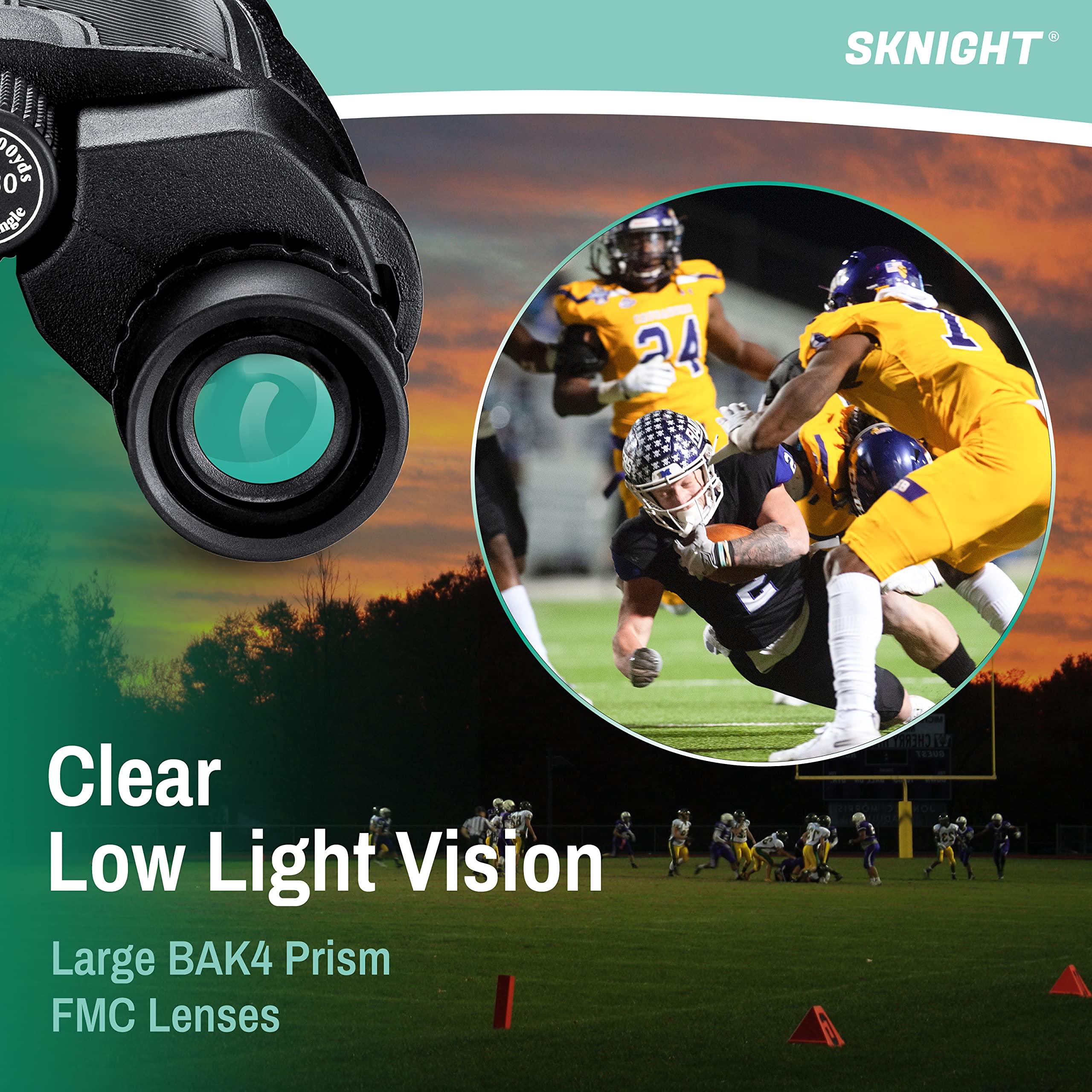 Daoneg Sknight 12X30 Compact Binoculars For Adults And Kids With Phone Adapter, Small Binoculars With Large View, Lightweight Binoculars For Travel Bird Watching Concert Sports