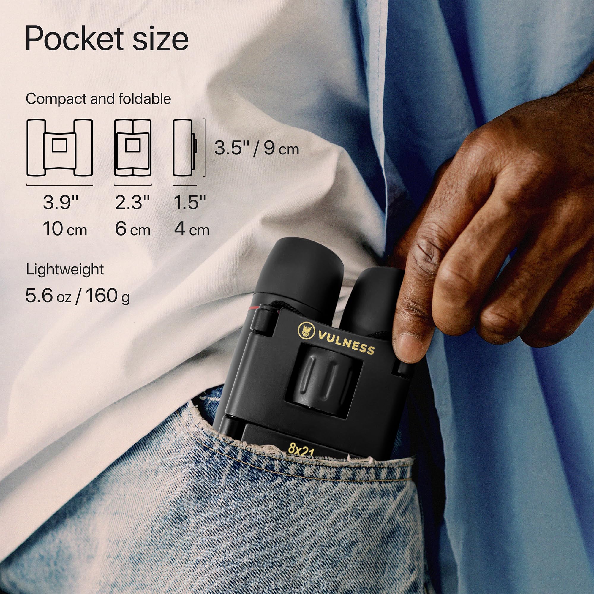 Vulness Binoculars For Adults  Compact Small Mini Travel Binocular For Bird Watching High Powered Electronics Cruise Ship Essentials Norwegian Alaska Must Haves Hiking Camping Gear A By (Black, 8X21)
