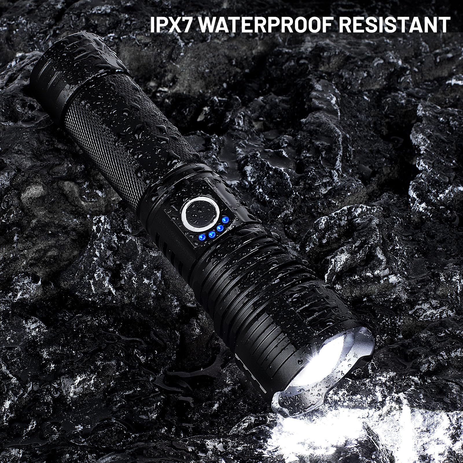 Lbe Led Flashlights 990000 Lumen High Lumens Rechargeable 2 Pack, Brightest Flash Light With 5 Modes & 18H Runtime, Ipx7 Waterproof, Powerful Handheld Flashlights For Home Camping Hiking