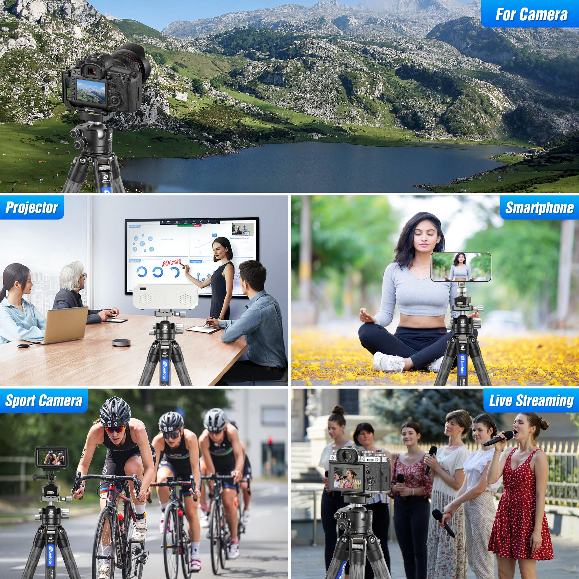 Leofoto 71" Travel Tripod Carbon Fiber For Camera, Compact Lightweight Tripod With 360° Panorama Ball Head, Qr Plate, Removable Center Column, Load Up To 15Kg/33Lbs (Ls-324Cx+Lh-40)