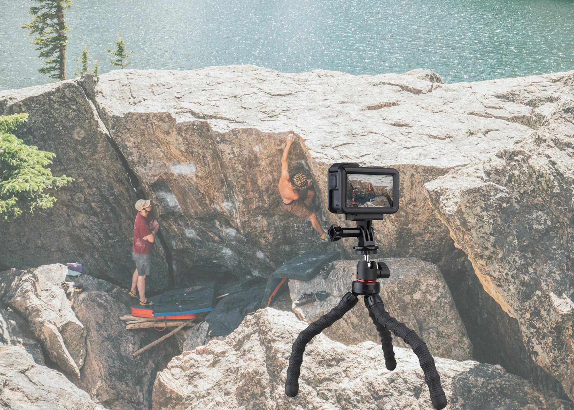 Hocoder Flexible Camera Tripod Compatible With Gopro Hero 13, 12, 11,10, 9 Bendable Tripod 360° Rotation Mount Stand For Vlogging