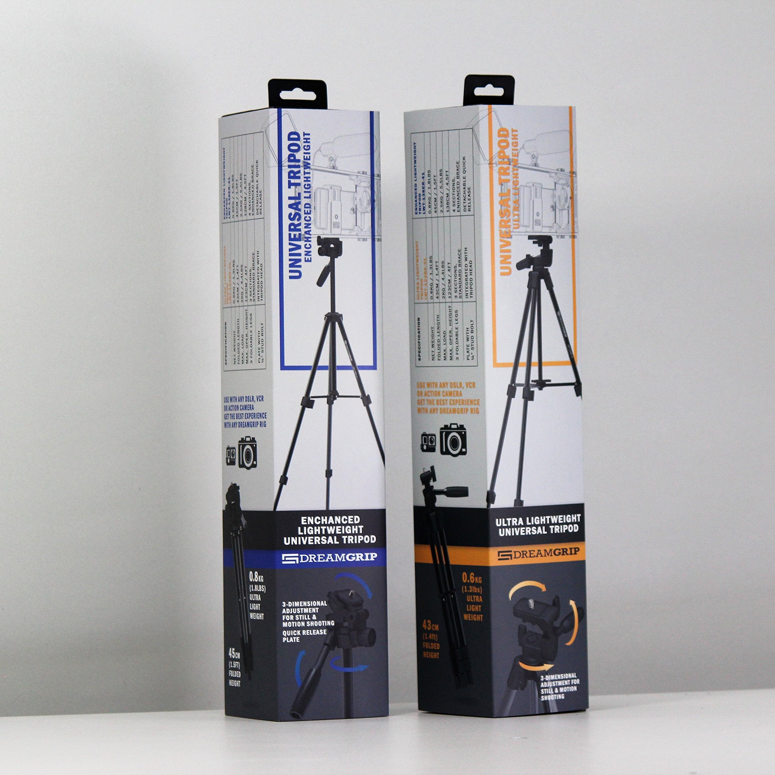 Dreamgrip Super Lightweight Video Tripod 136Ex-41 Universal Set With Original Track Connector For Mounting Rigs, Compatible For Any Smartphone (Iphone, Samsung, Pixel), And Any Action Camera Or Dslr