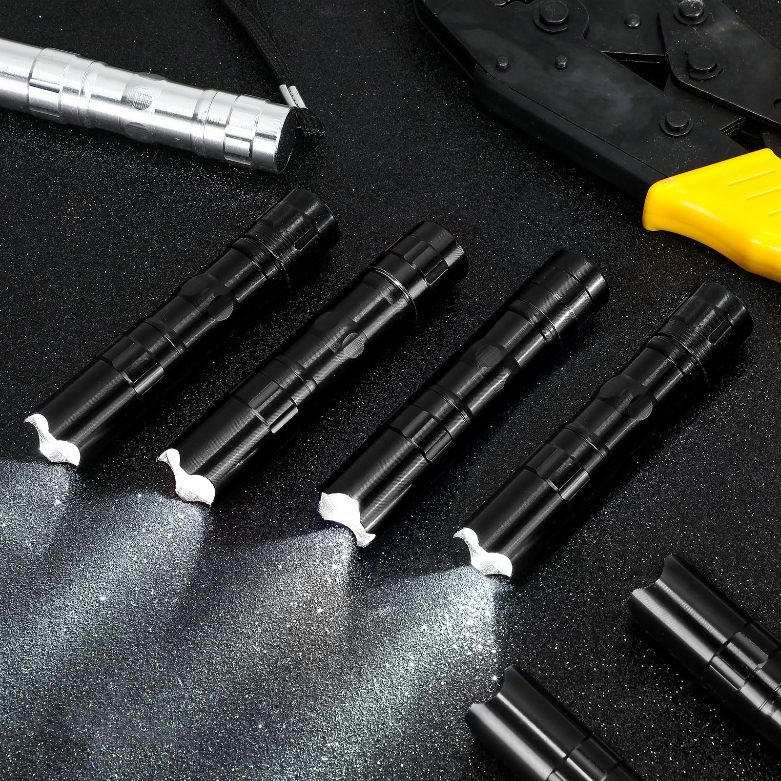Tujoe 36 Pcs Mini Flashlights Bulk Bright Aluminum Led Handheld Torches With Lanyard Small Led Flashlights For Night Reading Emergency Hurricane Camping Hiking Party Favors (Black)
