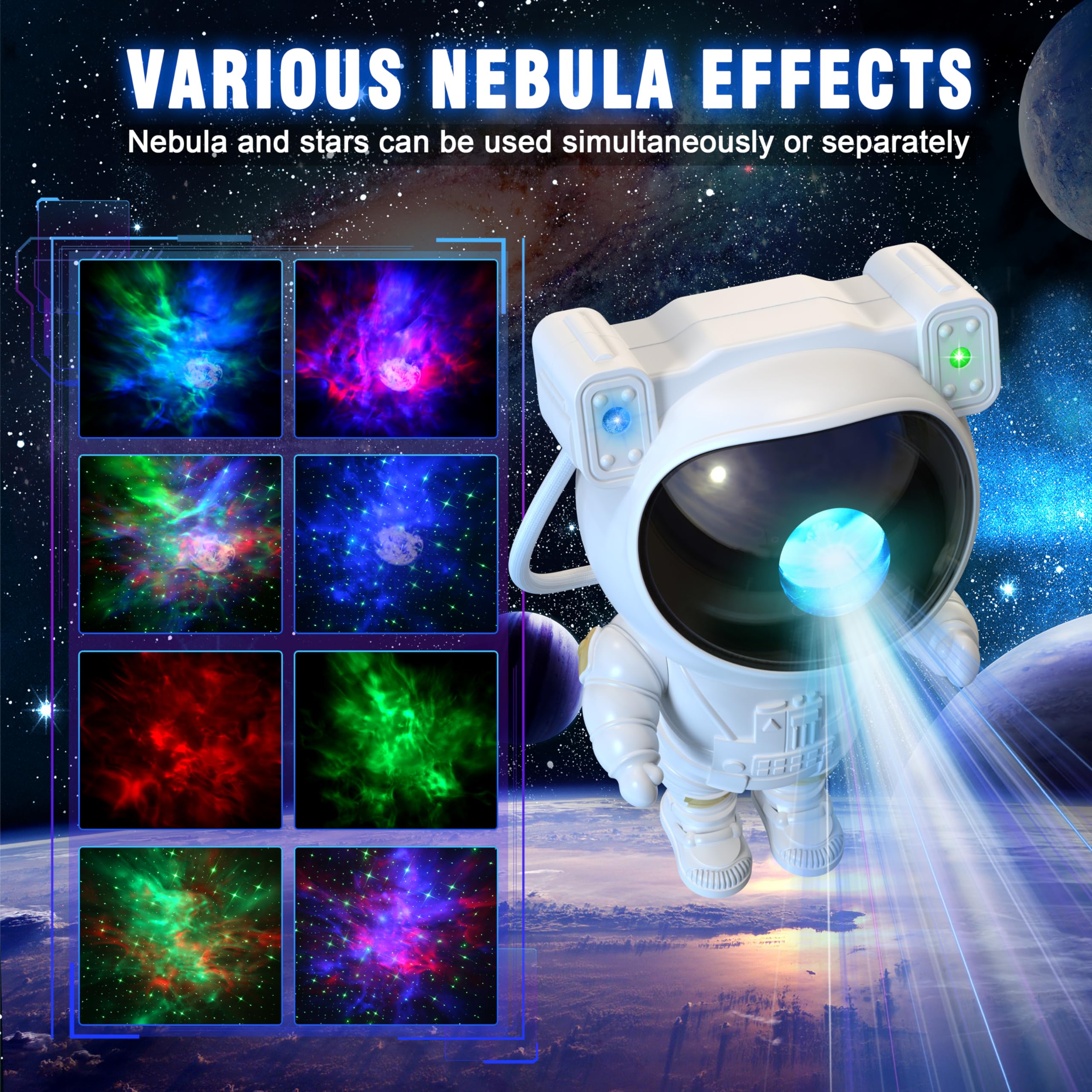 Joyradia Astronaut Star Projector Galaxy Night Light (App Control),Cosmic Spaceman Projector, Led Nebula Ceiling Lamp With Astronaut Theme (No Remote)