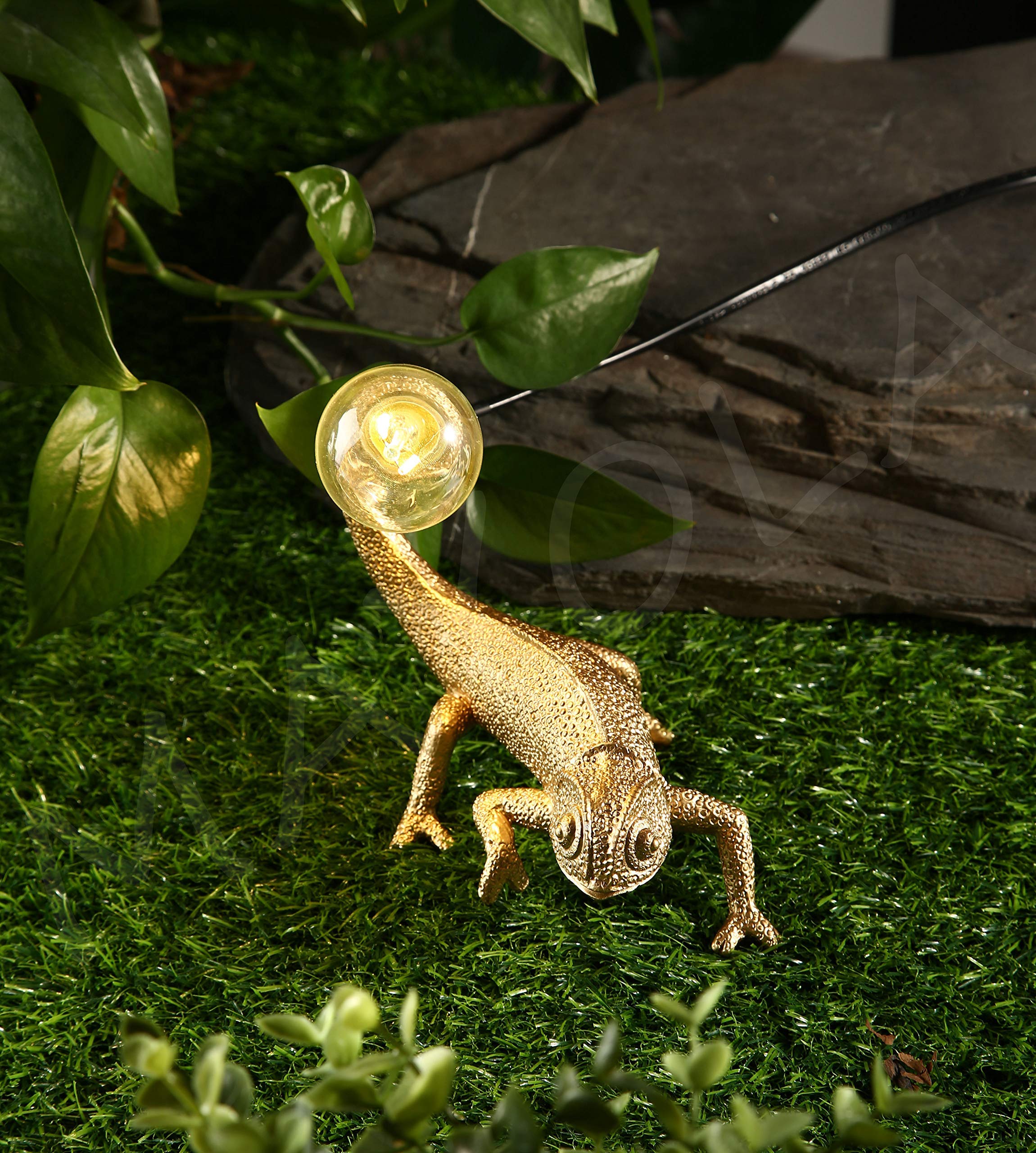Mayola Modern Chameleon Table Lamp,Desk Lamp,Night Light,Wall Lamp, Resin Chameleon Lighting Fixture For Living Room, Bedroom, Office,Kids(Table Lamp, A-Gold)